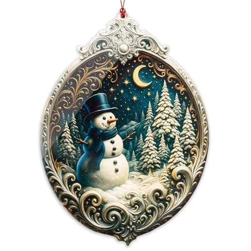 Christmas Ornament 2025 - Snowman Ornament, Snowman Ornaments for Christmas Tree, Christmas Tree Ornaments, Acrylic Christmas Ornaments, Suncatcher Effect Stained Glass Window Hanging, car Hanging