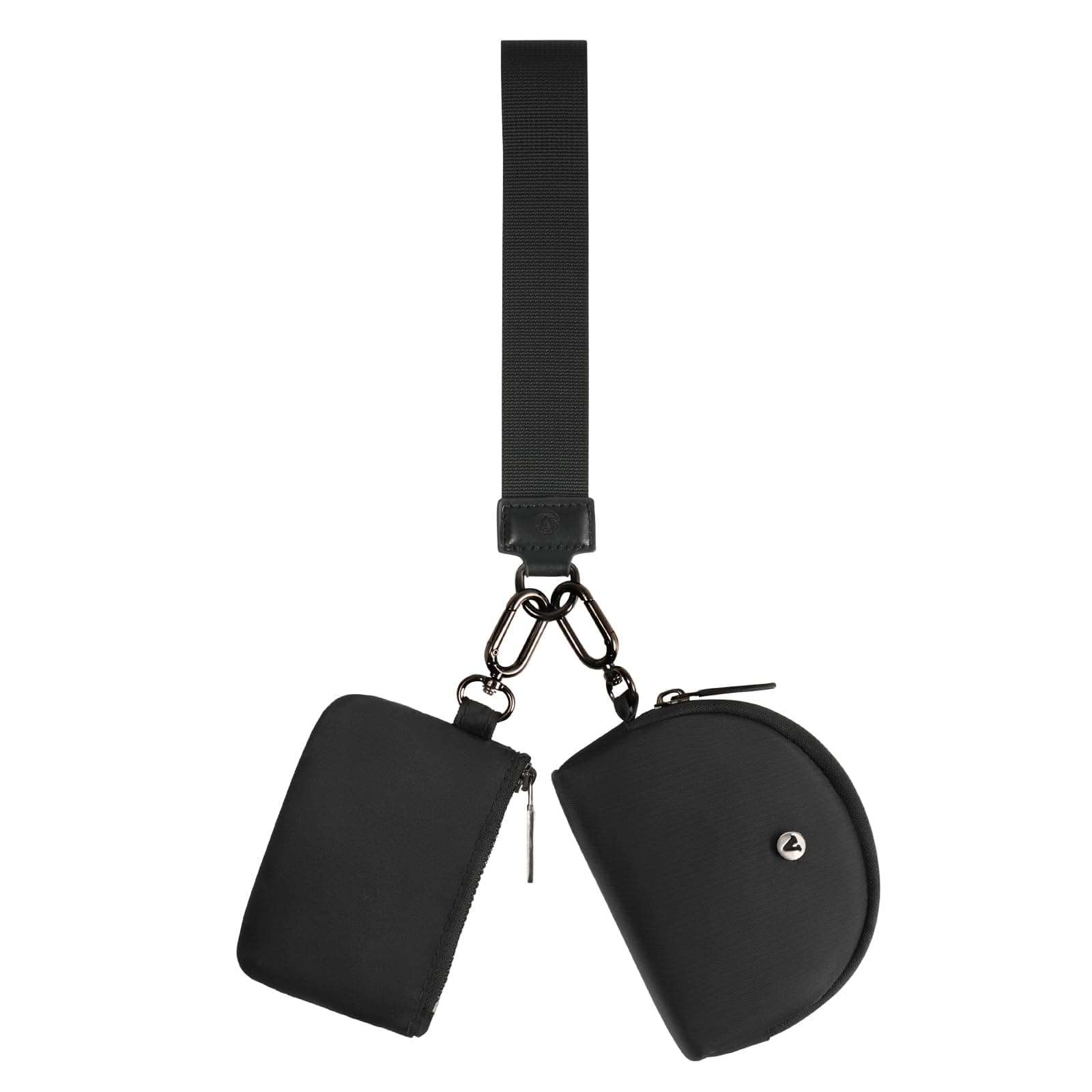 KeyChain Wallet Wristlet Wallets For Women Mini Zip Dual Pouch Wristlet black+black