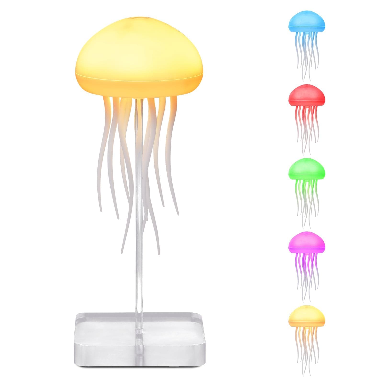 Jellyfish Lamp, Voice Control Jellyfish Lamp with Dancing Legs, RGB Gradient Jellyfish Bedside Lamp, Rechargeable Jellyfish Table Lamp with Touch Sensor, Christmas Gifts (Hanging + Base)
