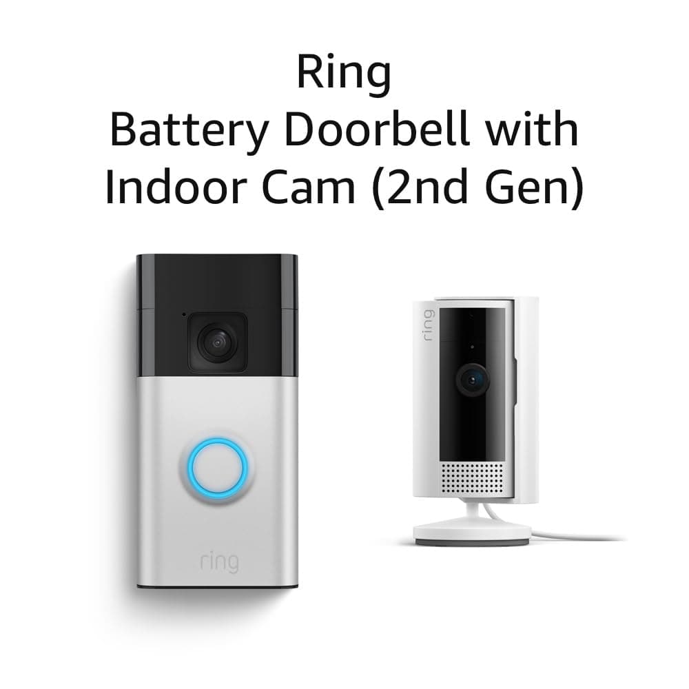 Ring Battery Doorbell with Ring Indoor Cam 2nd Gen (White) Satin Nickel with Indoor Cam (White) Device Only