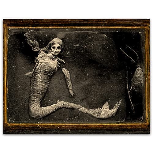 Mummified Mermaid - 11x14 Unframed Creepy Gothic Room Wall Art Print - Vintage Halloween Home Witchy Occult, Wicca, Wiccan Décor Oddities and Curiosities
