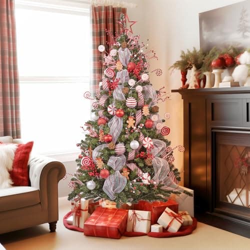WBHome Decorated Artificial Christmas Tree Ornaments, Candy Cane Christmas Decorations, Ornaments Set (Tree is not Included)