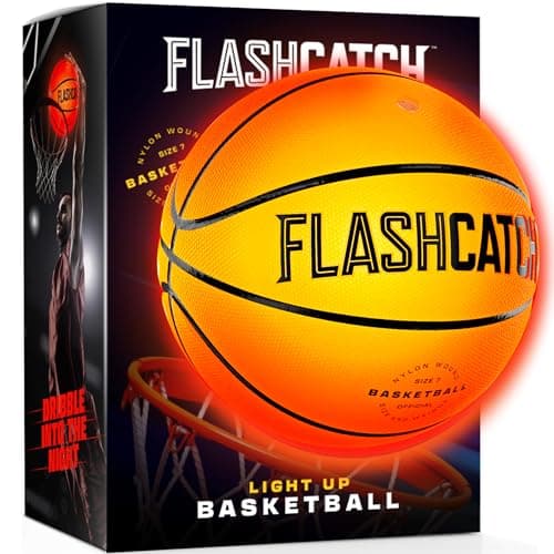 FlashCatch Light Up Basketball - Glow in The Dark - Sports Gear Accessories Gifts for Boys 8-15+ Year Old - Kids Teens Gift Birthday Ideas - Teen Boy Toys Ages 8 9 10 11 12 13 14 15 Outdoor Teenager