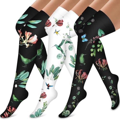 Thigh High Compression Socks for Women and Men Circulation(3 Pairs) Over the Knee-Best Support for Running,Travel