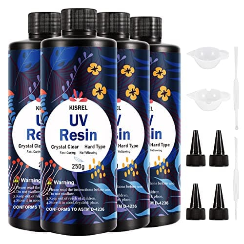 KISREL UV Resin 1000g - Upgraded Hard Type Crystal Clear Ultraviolet Curing UV Epoxy Resin for Craft Jewelry Making