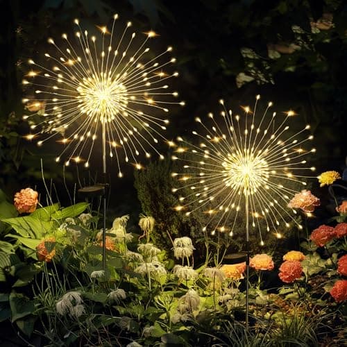 GIGALUMI Garden Outdoor Decor Lights 120LED 2Pack, Solar Garden Lights for Yard Outside Fairy Decorative,Solar Powered for Yard Pathway Flowerbed Planter Balcony Patio Decor Christmas(Warm White)