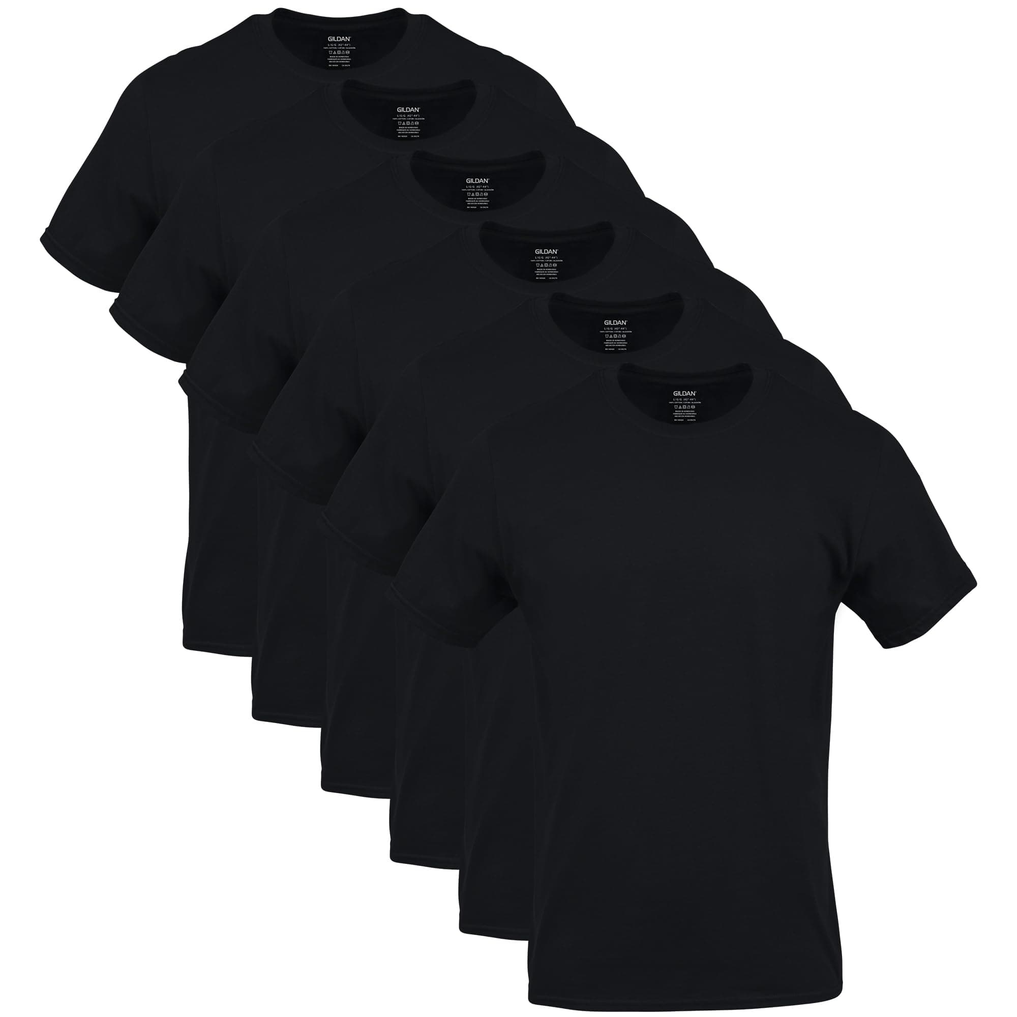 Gildan Mens Crew T-Shirts, Multipack, Style G1100 6 Black (6-pack) Large