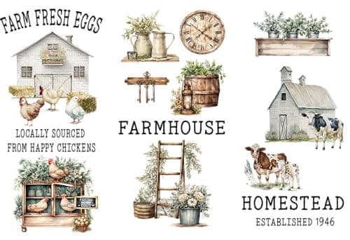 Rub on Transfers for Crafts and Furniture | 3 Design Sheets 6”x 12” | Home Decor Transfers | Furniture and Craft Decals | by Thymeless Designs (Farmhouse)