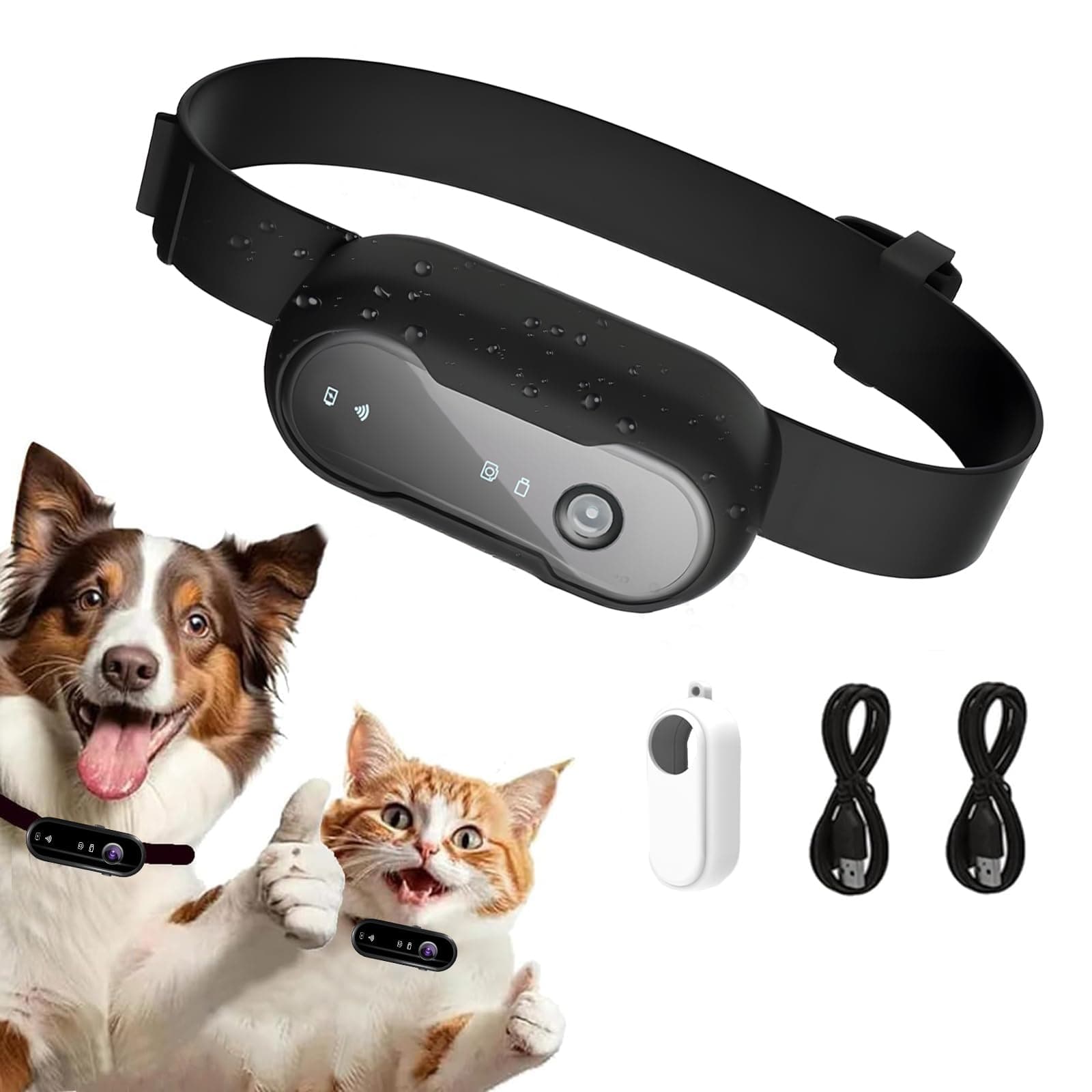 HD 1080P Pet Camera Collar with Video Record, Wireless Mini Sport Cam Built in WiFi, Small Body Action Cameras for Pet Supplies/Cycling/Travel/Walking