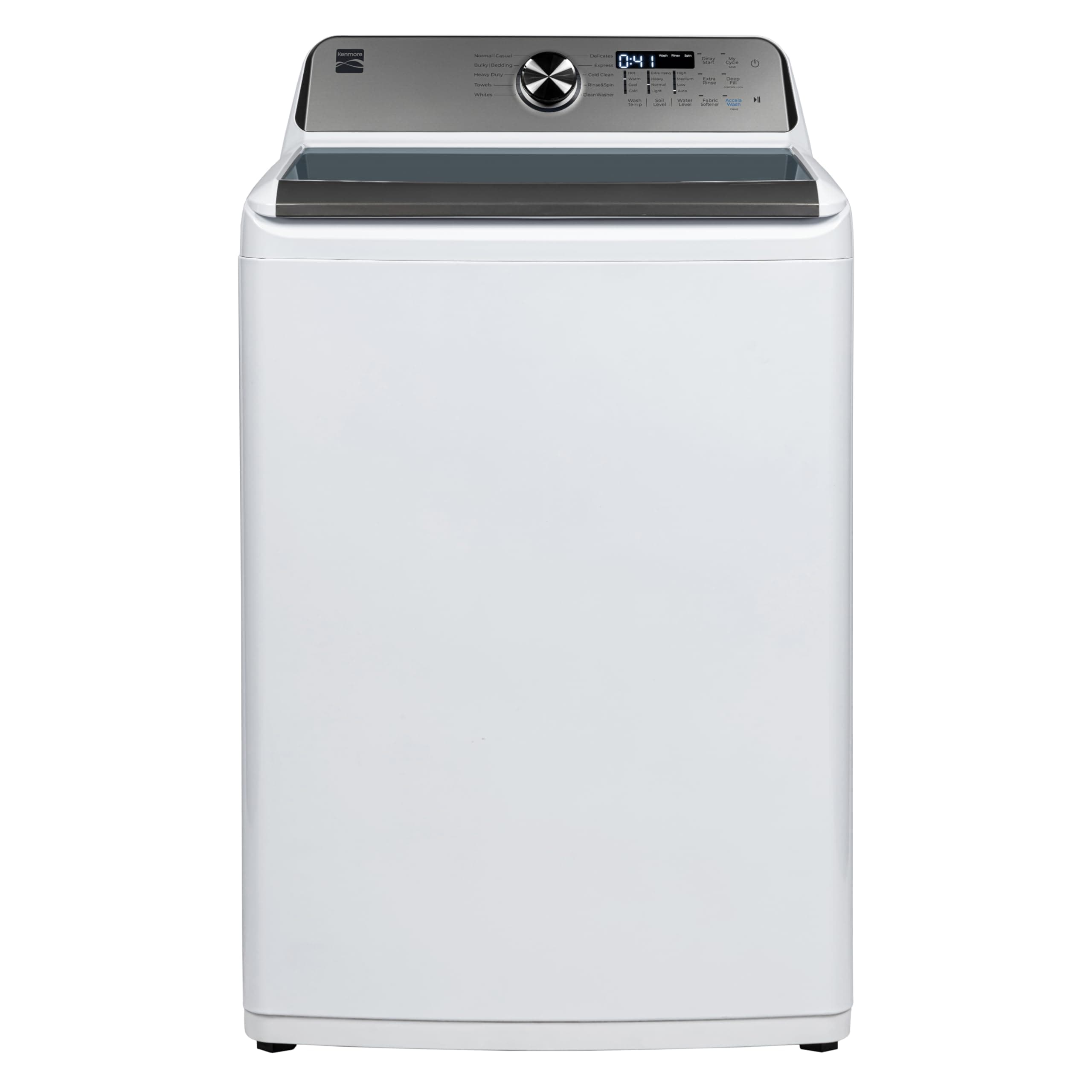 Kenmore 4.4 cu. ft. Top Load Washer with Triple Action Agitator for Tough Dirt & Stains-Reduce Laundry Time with Accela and Express Wash-LED, White