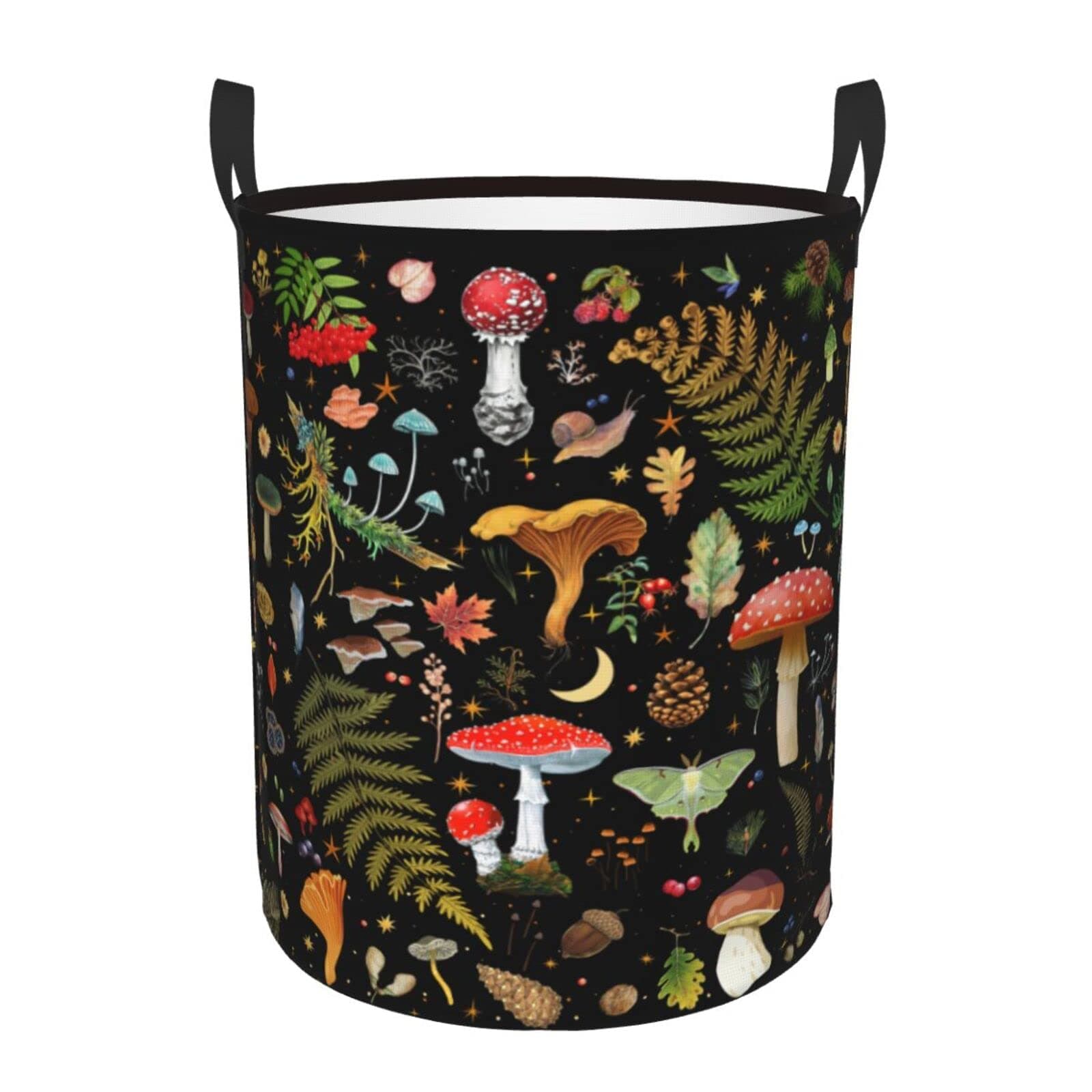 Mushroom Laundry Basket, Mushroom Decor Laundry Bag with Handles-Collapsible Storage Bin Mushroom Decor for Bedroom, Nursery Hamper, Toy Storage, 13.4X16.5IN Mushroom Small