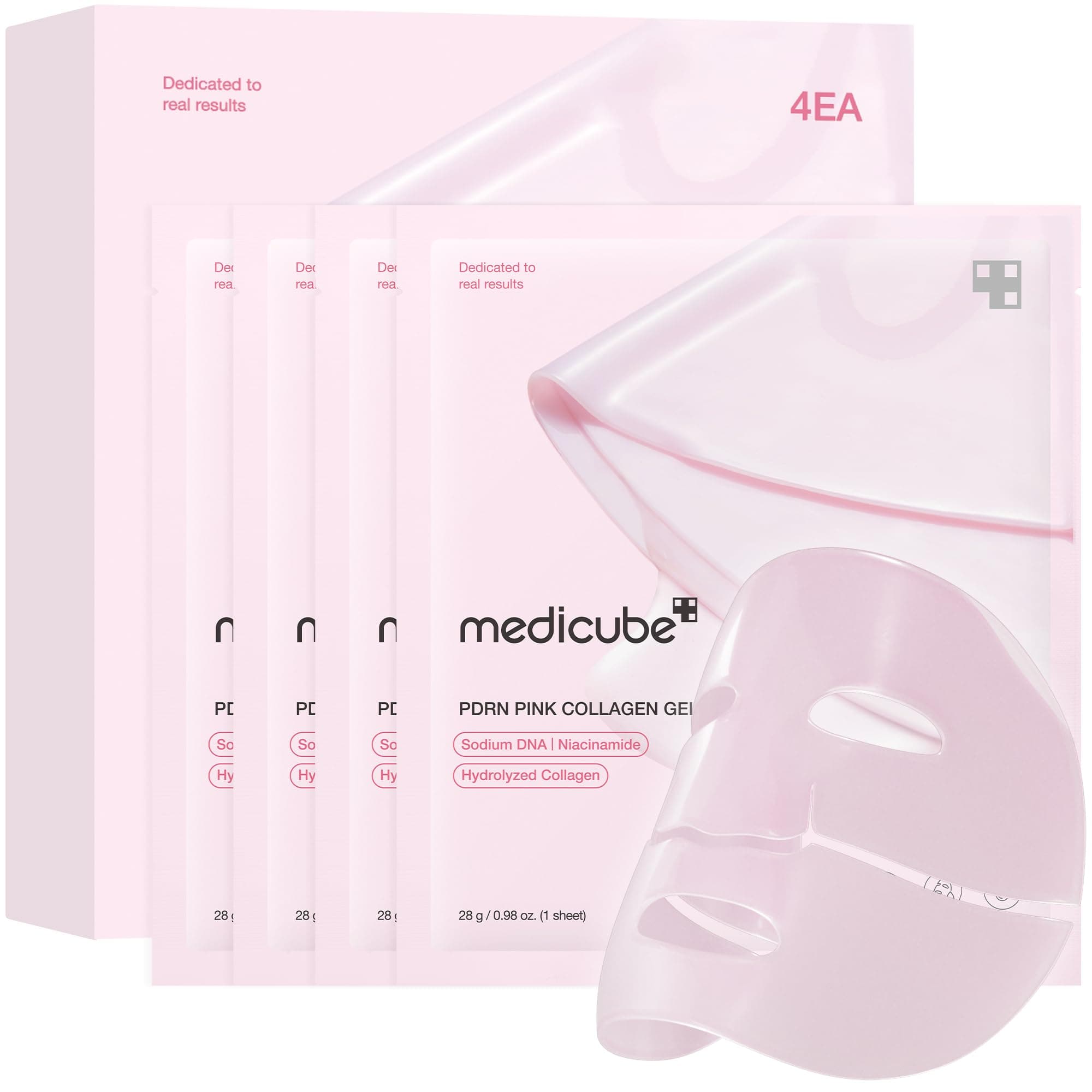 medicube Salmon DNA PDRN pink collagen jelly gel mask | overnight face mask for glass glow skin- elasticity, hydrating, firming and moisturizing | korean skincare, 28g, 4ea Pink PDRN