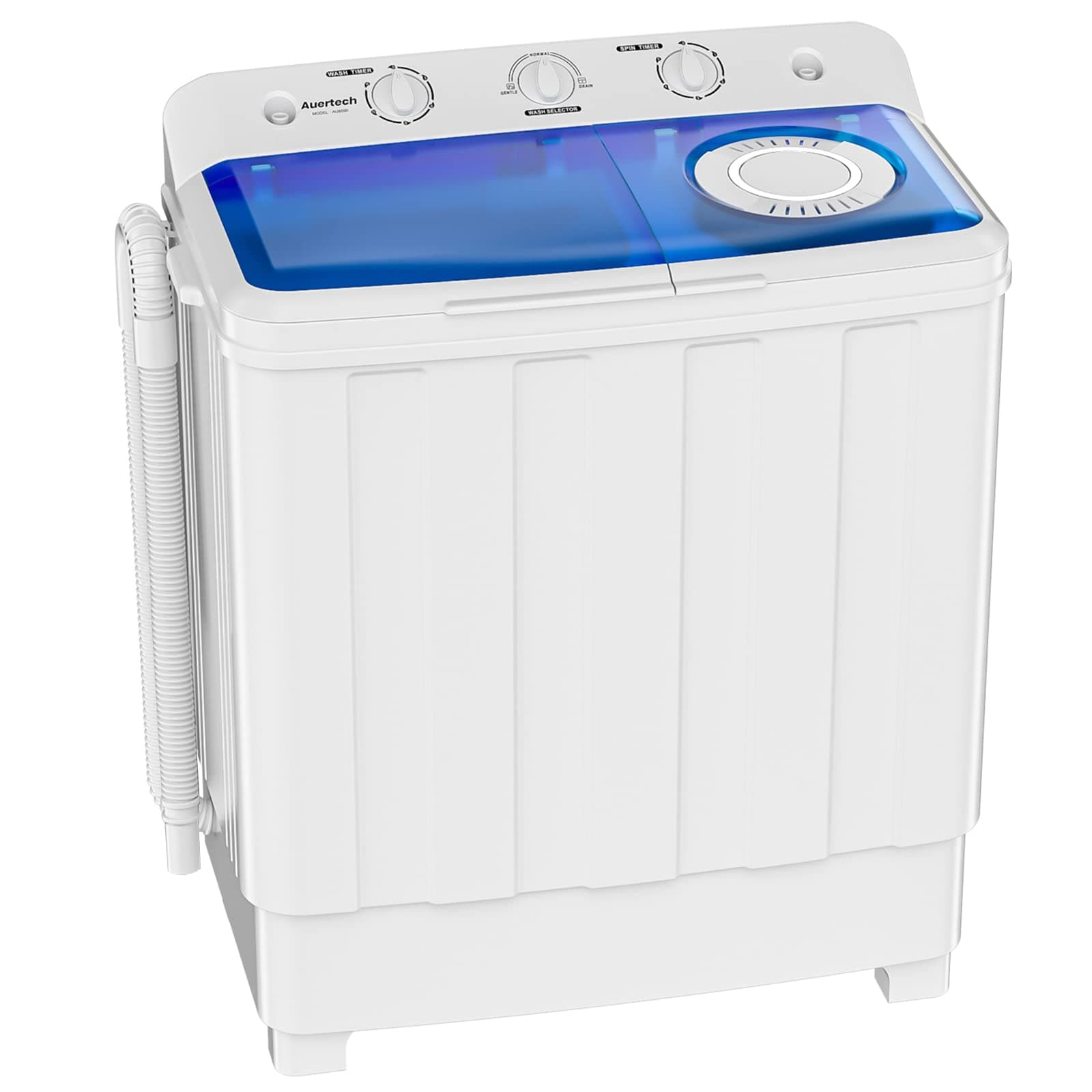 Auertech Portable Washing Machine, 28lbs Twin Tub Washer Mini Compact Laundry Machine with Drain Pump, Semi-automatic 18lbs Washer 10lbs Spinner Combo for Dorms, Apartments, RVs 28lbs capacity