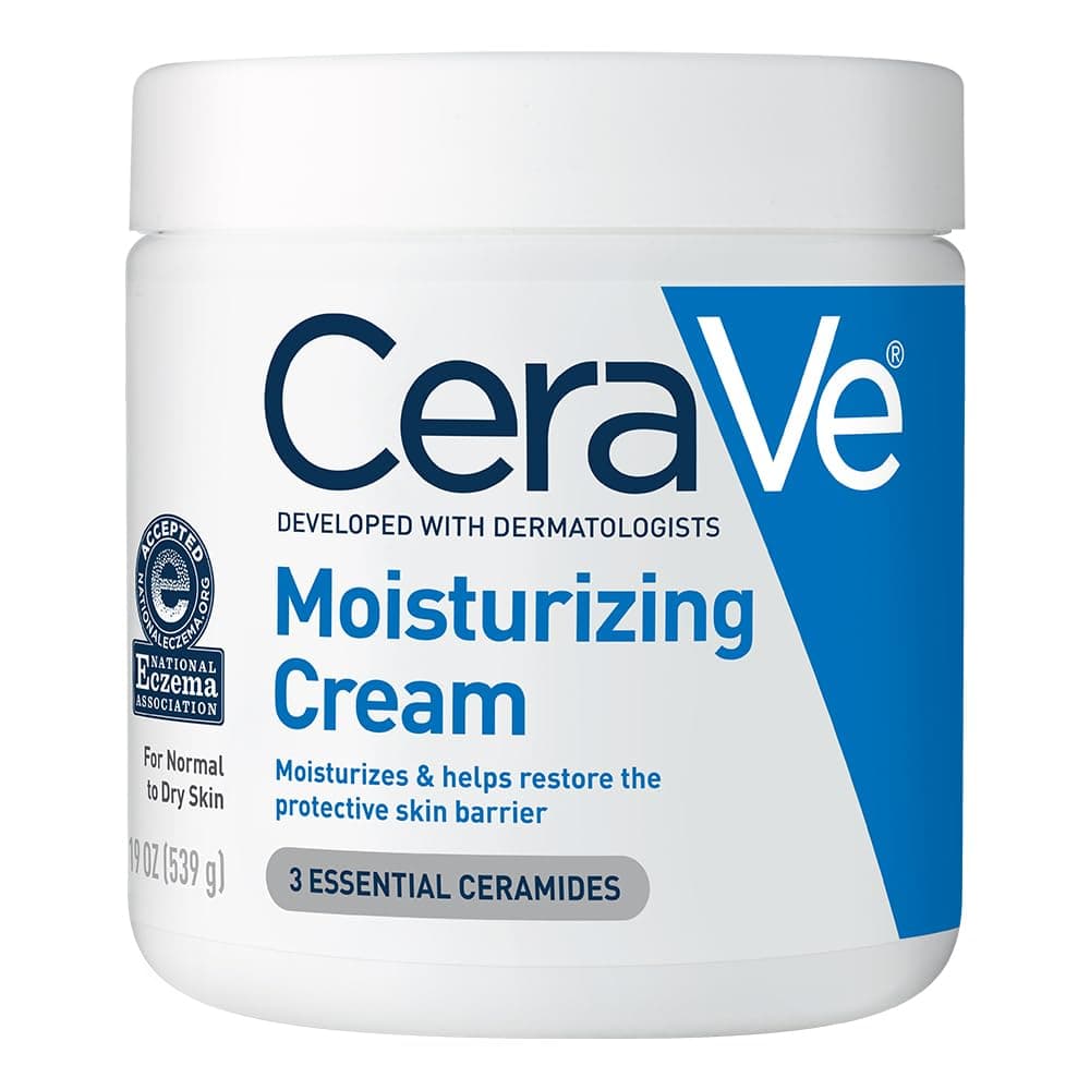CeraVe Moisturizing Cream, Body and Face Moisturizer for Dry Skin, Body Cream with Hyaluronic Acid and Ceramides, Daily Moisturizer, Oil-Free, Fragrance Free, Non-Comedogenic, 19 Ounce 19 Ounce (Pack of 1)