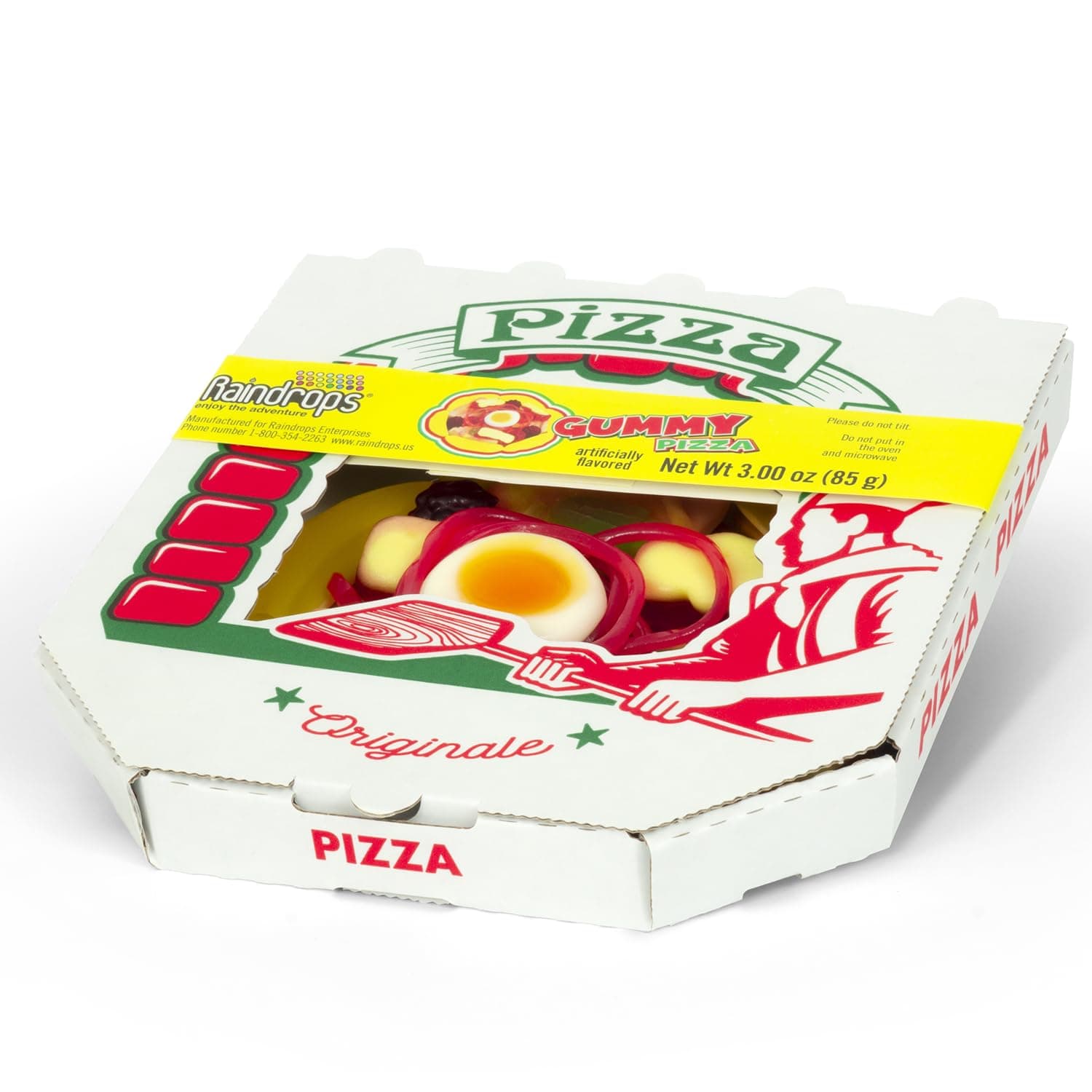 Raindrops Mini Gummy Pizza Candy, 3 Oz (Pack of 1) - Fun & Vibrant Pizza Gummies - Made with Delicious & Various Candies - Perfect for Parties, Gifts & Movie Nights - Ideal Snack for Kids & Adults