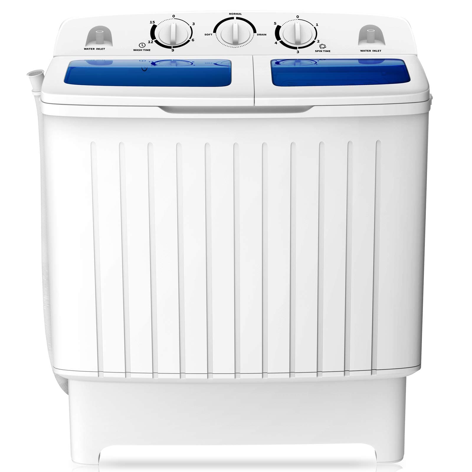 COSTWAY Portable Washing Machine, Twin Tub 20 Lbs Capacity, Compact Laundry Washer(12 Lbs) and Spinner(8 Lbs), Durable Design, Timer Control, Perfect for RV, Apartments and Dorms, Blue+White Blue + White