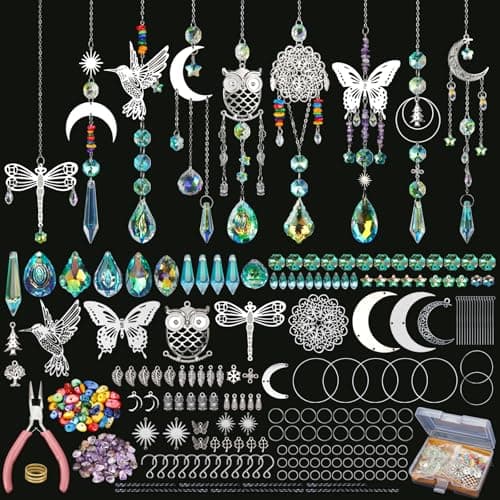 Worgree DIY Suncatcher Kit 460pcs Sun Catchers Making Supplies Art and Crafts for Adults Hanging Prism Sun Catcher with Crystals Ball Indoor Window Home Wedding Garden Festival Decor Gifts
