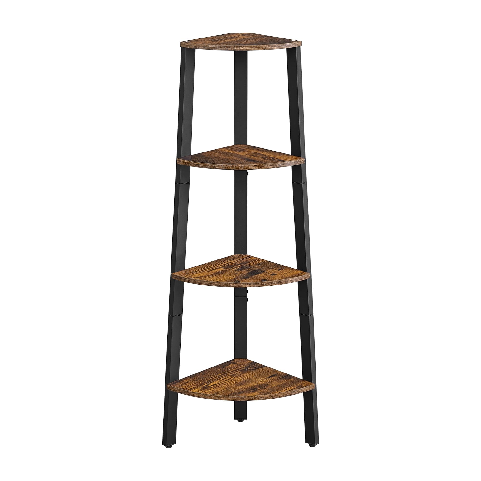 VASAGLE Corner Shelf Stand, 4-Tier Corner Bookshelf, Industrial Ladder Shelf, Plant Stand for Living Room, Office, Kitchen, Rustic Brown and Black ULLS34X Rustic Brown + Black 4 Tier (13.1"D x 13.1"W x 49.2"H)