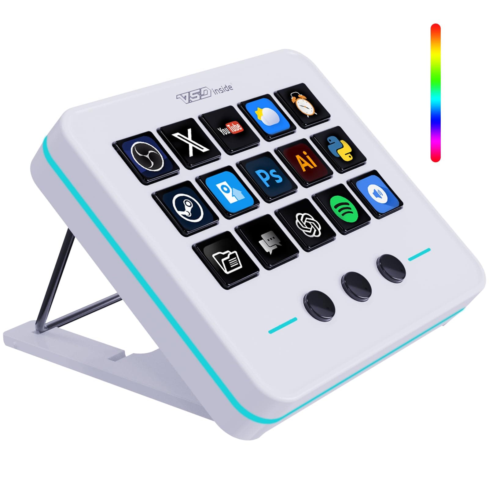 Macro Keypad, Stream Controller Deck Gaming Streaming Shortcut Keyboard, 18 Programmable Keys Customizable Visual AI Pad USB Soundboard for OBS, YouTube, Desk Office Setup, Laptop, PC, Mac
