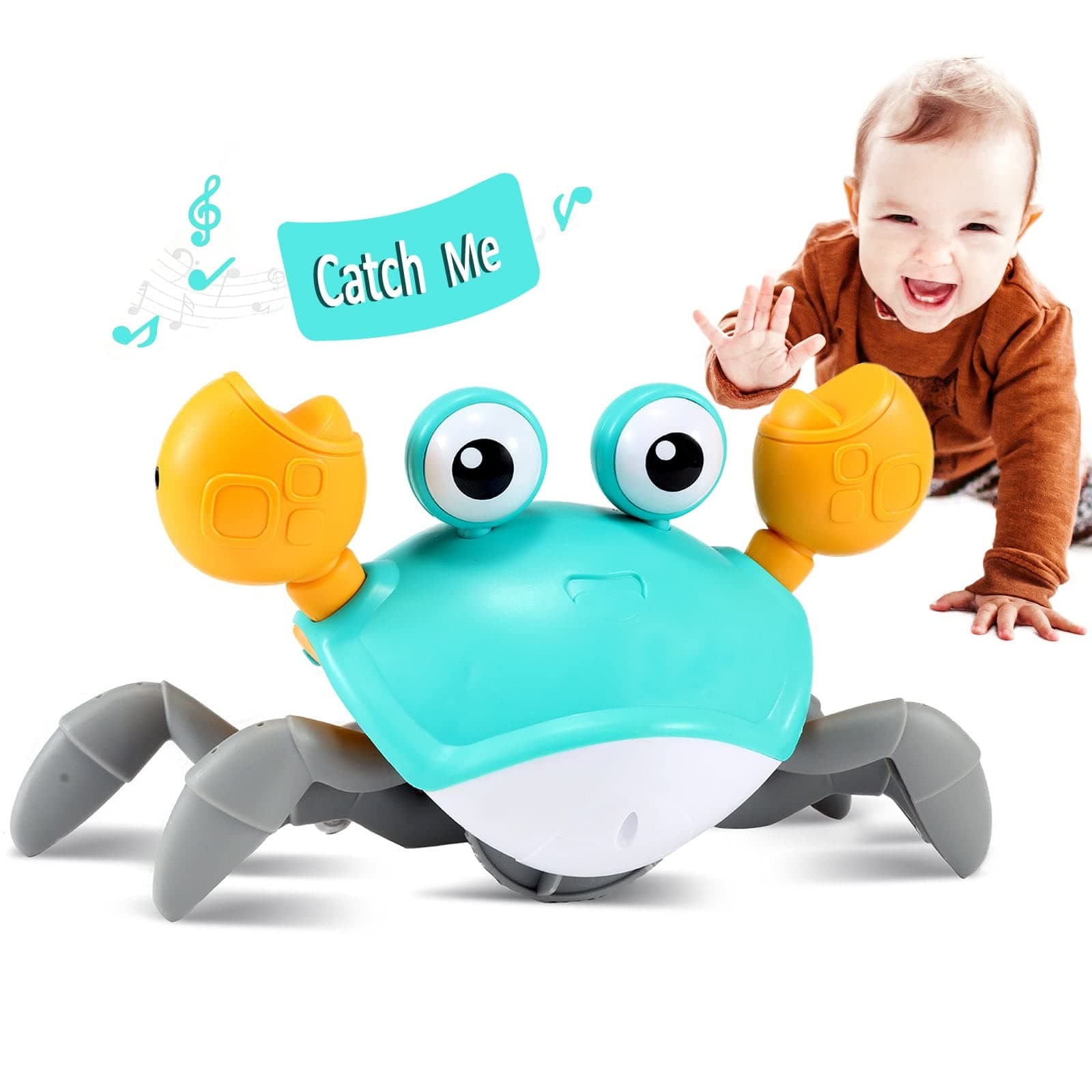 control future Crawling Crab Baby Toy - Infant Tummy Time Toys 3 4 5 6 7 8 9 10 11 12 Babies Boy 3-6 6-12 Learning Crawl 9-12 12-18 Walking Toddler 36 Months Old Music Development 1st Birthday Gifts Green