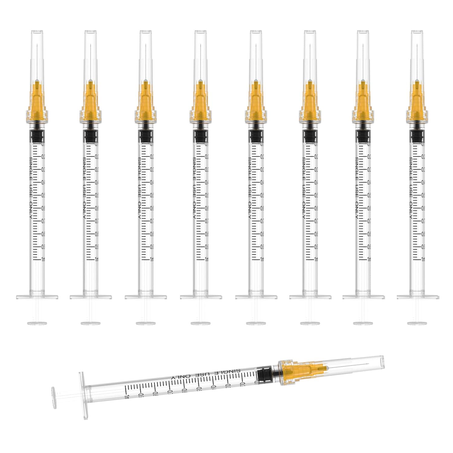 25 Gauge 5/8 inch Needle with Syringe 30Pack,1ml Luer Lock Disposable Syringes with Needle,Individually Wrapped