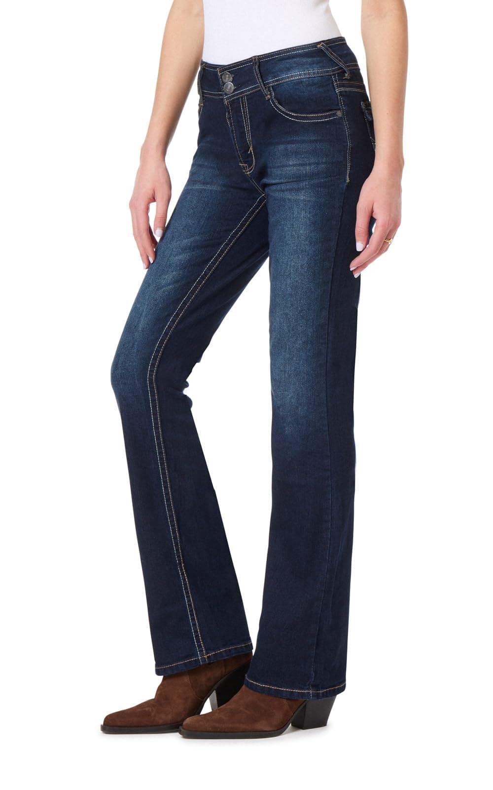 WallFlower Luscious Curvy Bootcut Jeans for Women, Mid-Rise Insta Stretch Denim, Size-Inclusive Juniors Jeans, Sizes 0 to 24 Standard 13 Betsy