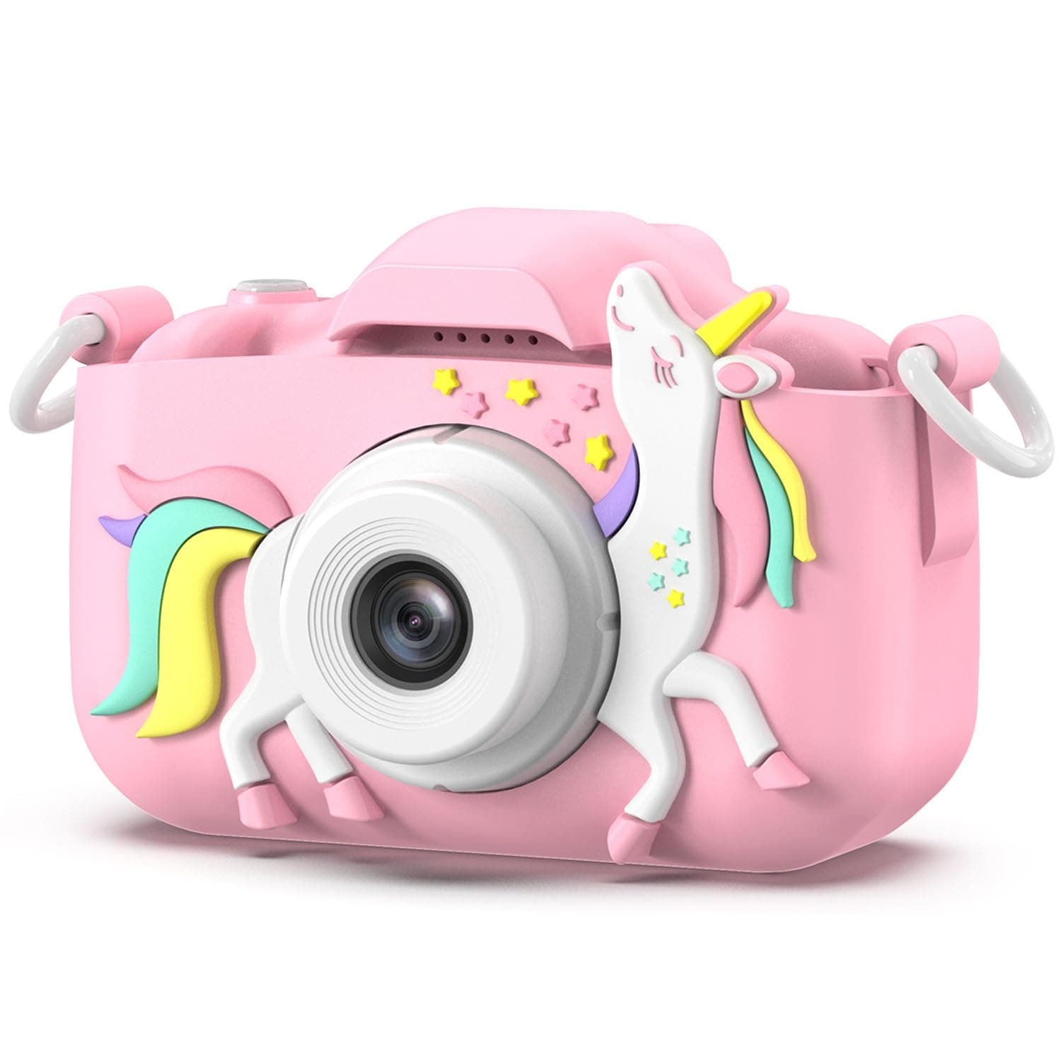 Goopow Kids Camera Toys for 3-8 Year Old Girls Boys,Children Digital Video Camcorder Camera with Cartoon Soft Cover, Best Chritmas Birthday Festival Gift for Kids - 32G SD Card Included Pink-DJS
