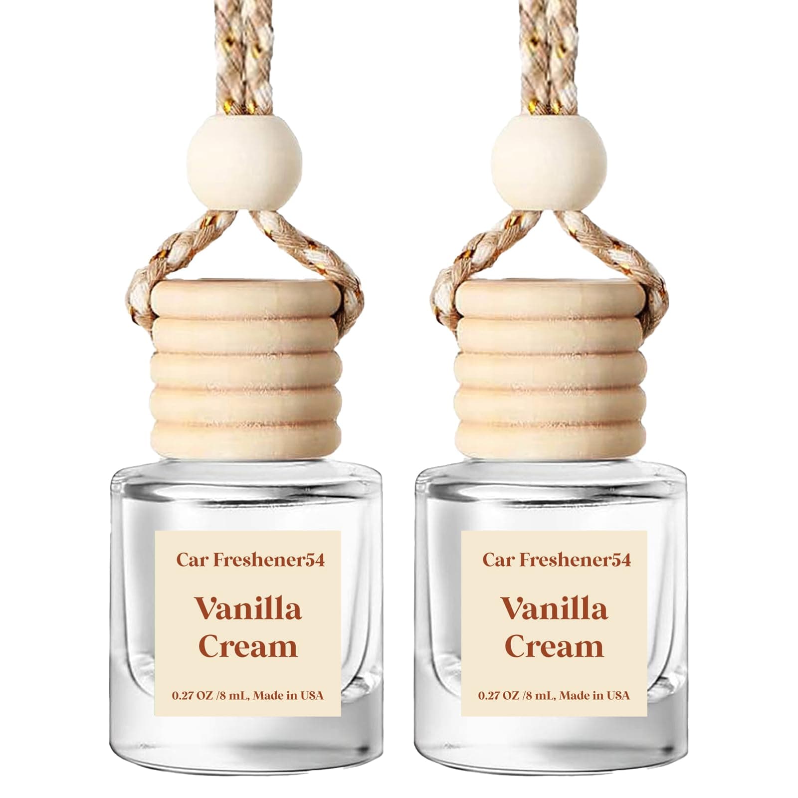 HoogaLife Car Air Freshener Diffuser 2 Pack Hanging Air Freshener Diffuser - Vanilla Cream Fragrance Oil Air D iffuser for Car, 45+ days Long Lasting Fragrance Made in USA C ar Air Fresheners (V54)