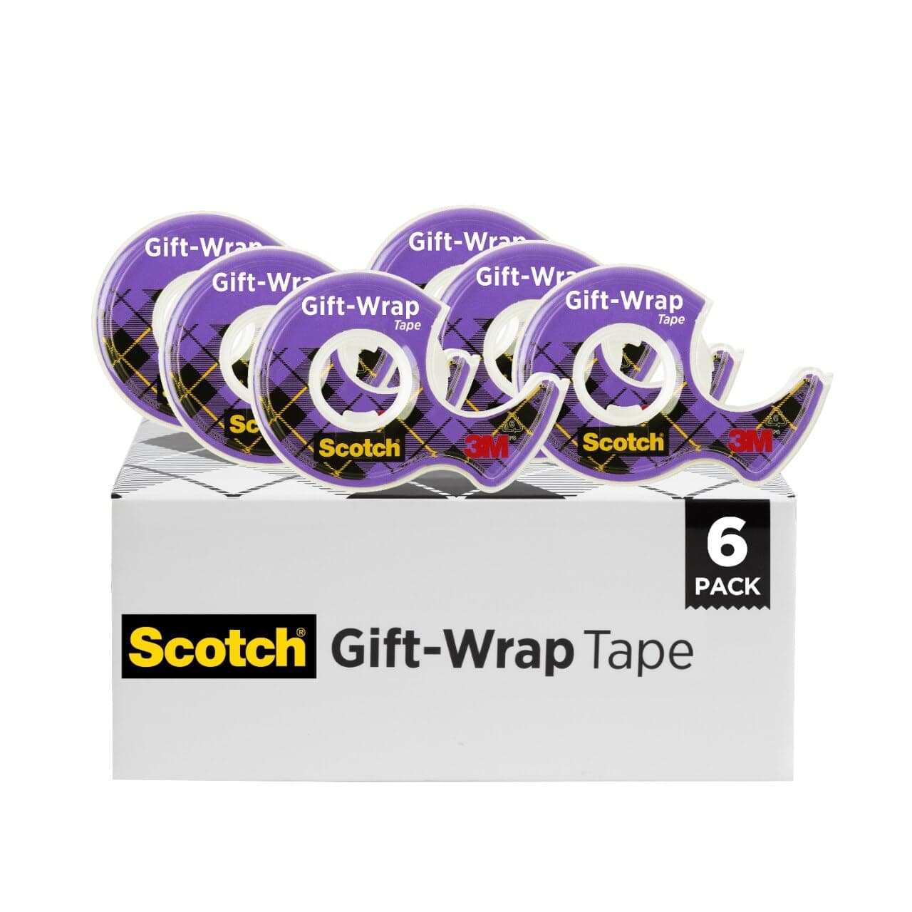 Scotch Gift Wrap Tape, Invisible, 0.75 in. x 650 in., 6 Dispensers/Pack 6-Rolls