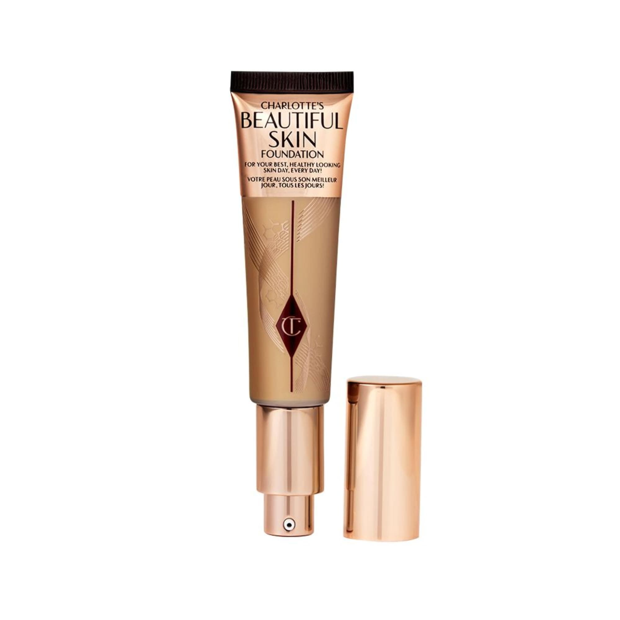 Charlotte Tilbury Beautiful Skin Medium Coverage Hydrating Foundation - Buildable Liquid Makeup for Instant Glow, Plumping Hydration & Lasting Skincare Benefits 06 Neutral - Fair-medium with neutral undertones