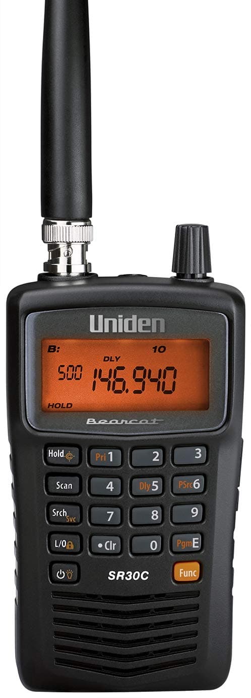 Uniden Bearcat SR30C, 500-Channel Compact Handheld Scanner, Close Call RF Capture, Turbo Search, PC programable, NASCAR, Racing, Aviation, Marine, Railroad, and Non-Digital Police/Fire/Public Safety Radio Scanner