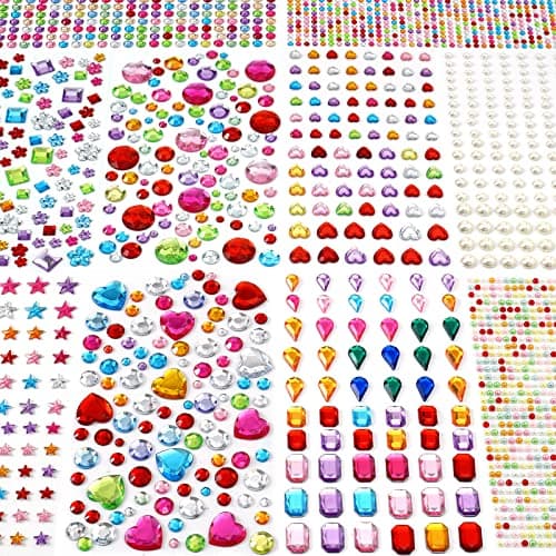 2774pcs Gem Stickers Jewels for Crafts - Self Adhesive Rhinestone Jewel Stickers, Stick on Gems Rhinestones for Crafts, Acrylic Bling Heart Stickers, Craft Supplies for Kids