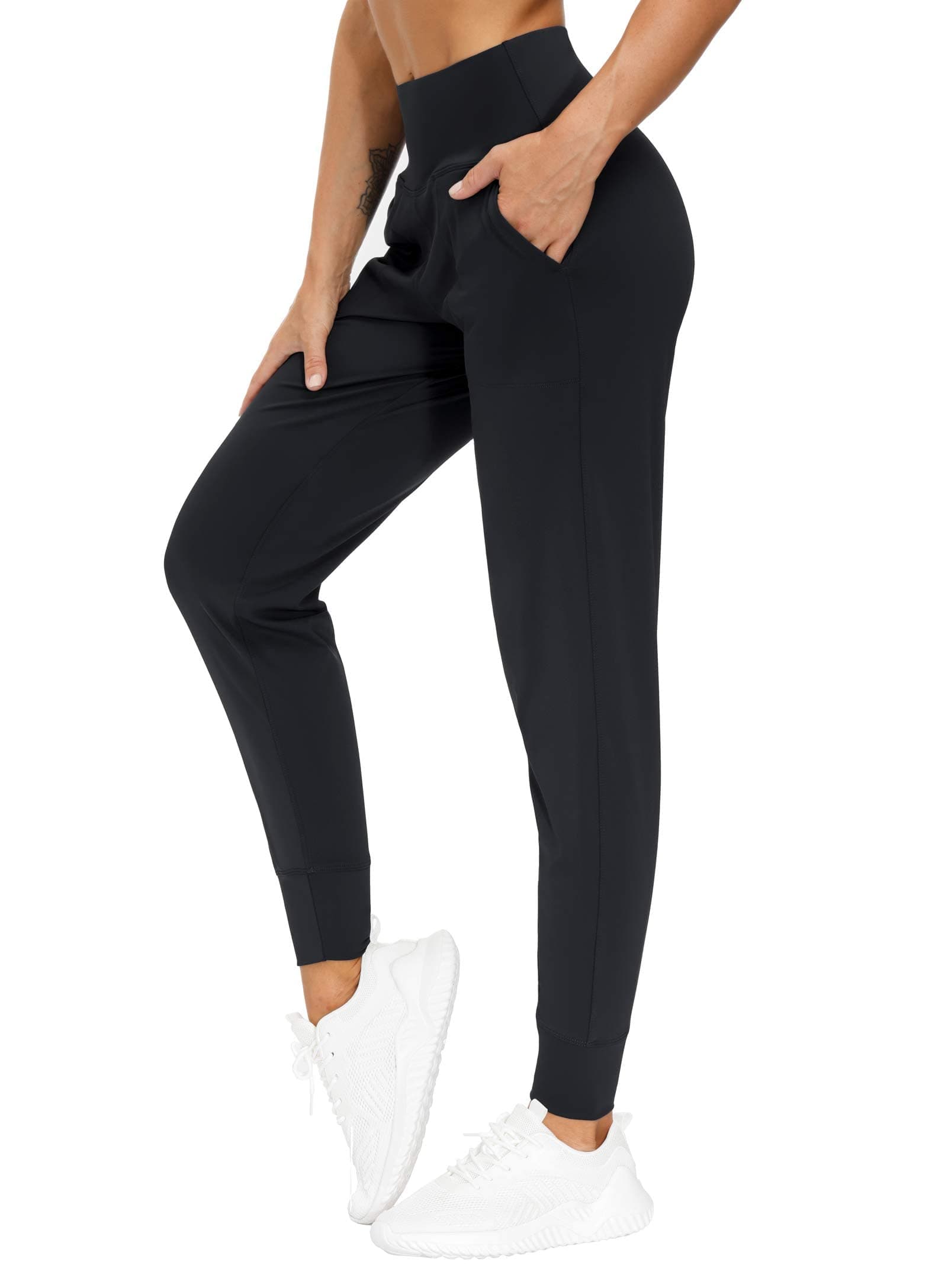 THE GYM PEOPLE Women's Joggers Pants Lightweight Athletic Leggings Tapered Lounge Pants for Workout, Yoga, Running X-Large Black
