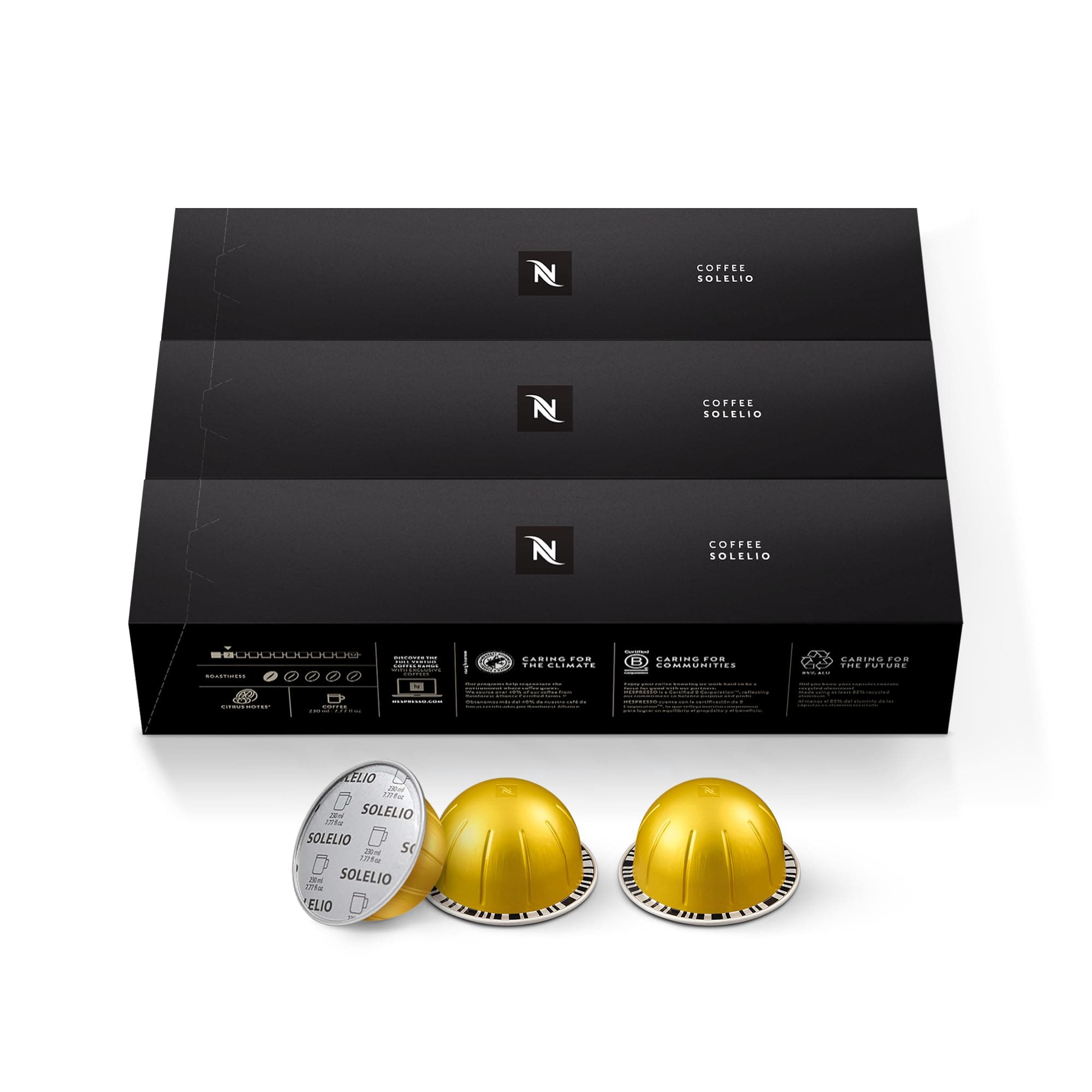 Nespresso Capsules Vertuo, Solelio, Mild Roast Coffee, 30-Count Coffee Pods, Brews 7.8 oz. Solelio 30 Count (Pack of 1)