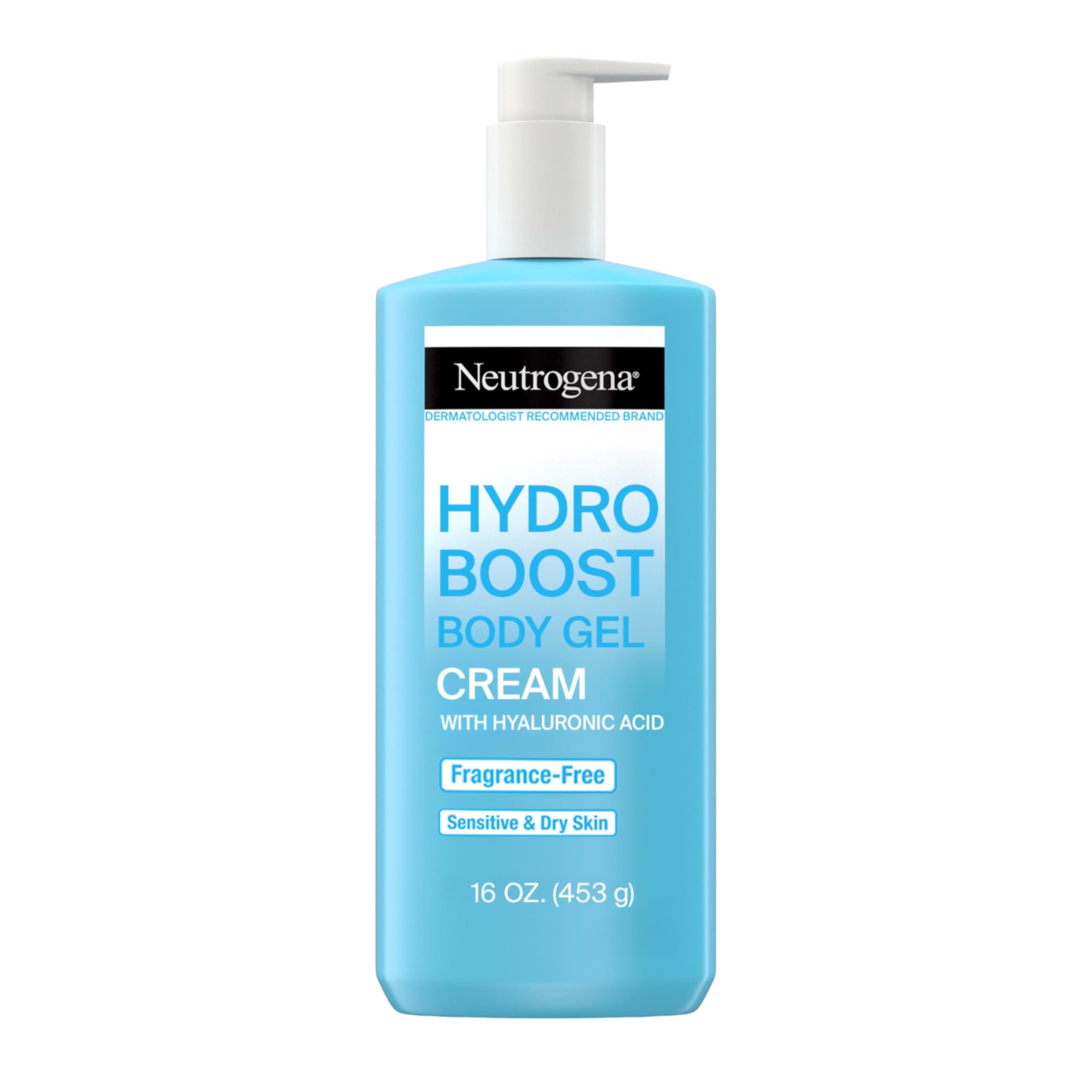 Neutrogena Hydro Boost Body Moisturizing Gel Cream with Hyaluronic Acid, Non-Greasy & Fast Absorbing, Lightweight Hydrating Body Lotion for Normal to Dry Skin, Fragrance-Free, 16 oz 16 Fl Oz (Pack of 1)