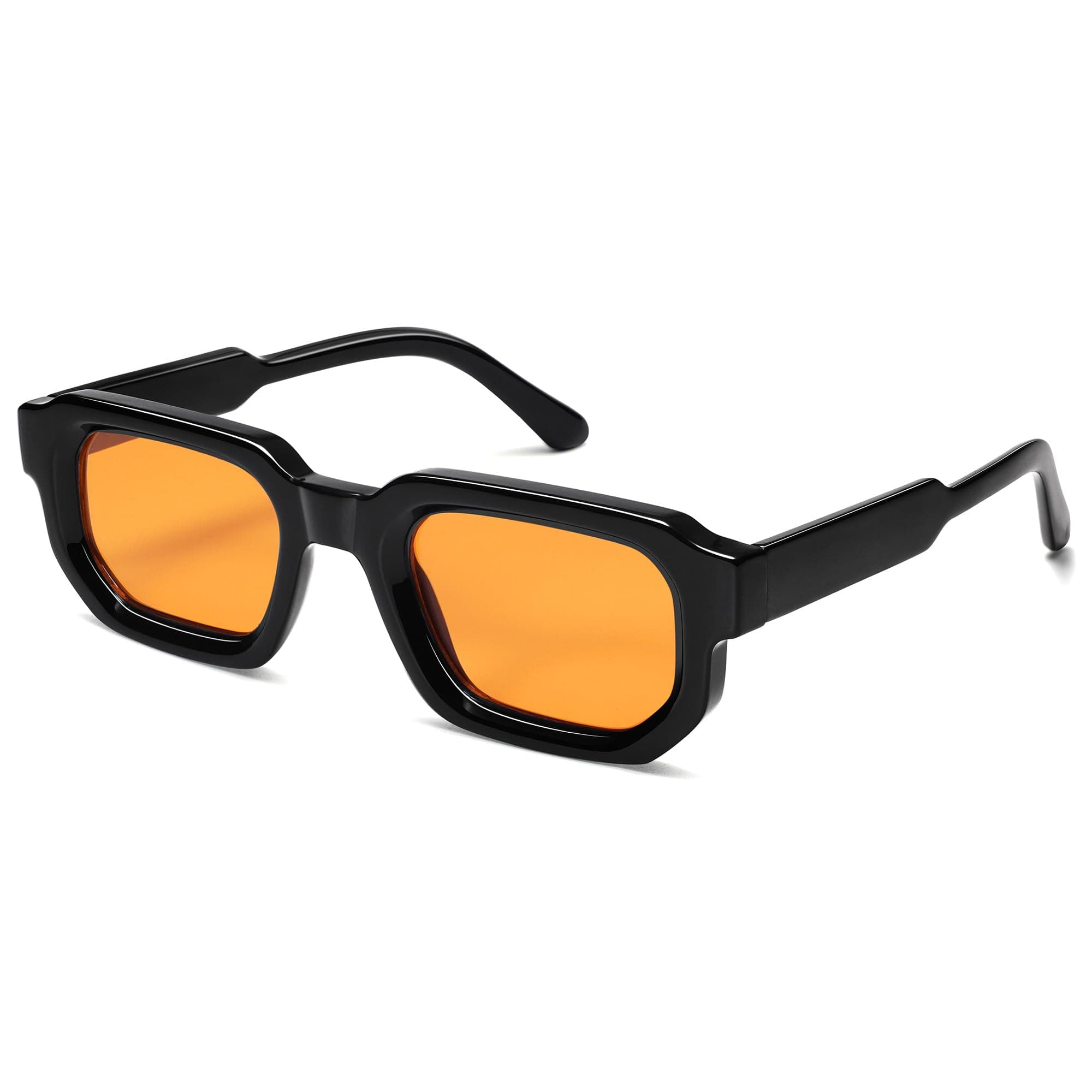 VANLINKER 复古小号厚方形太阳镜 男女通用 经典时尚方形厚镜片 VL9823 C5-橙色镜片/黑色框架