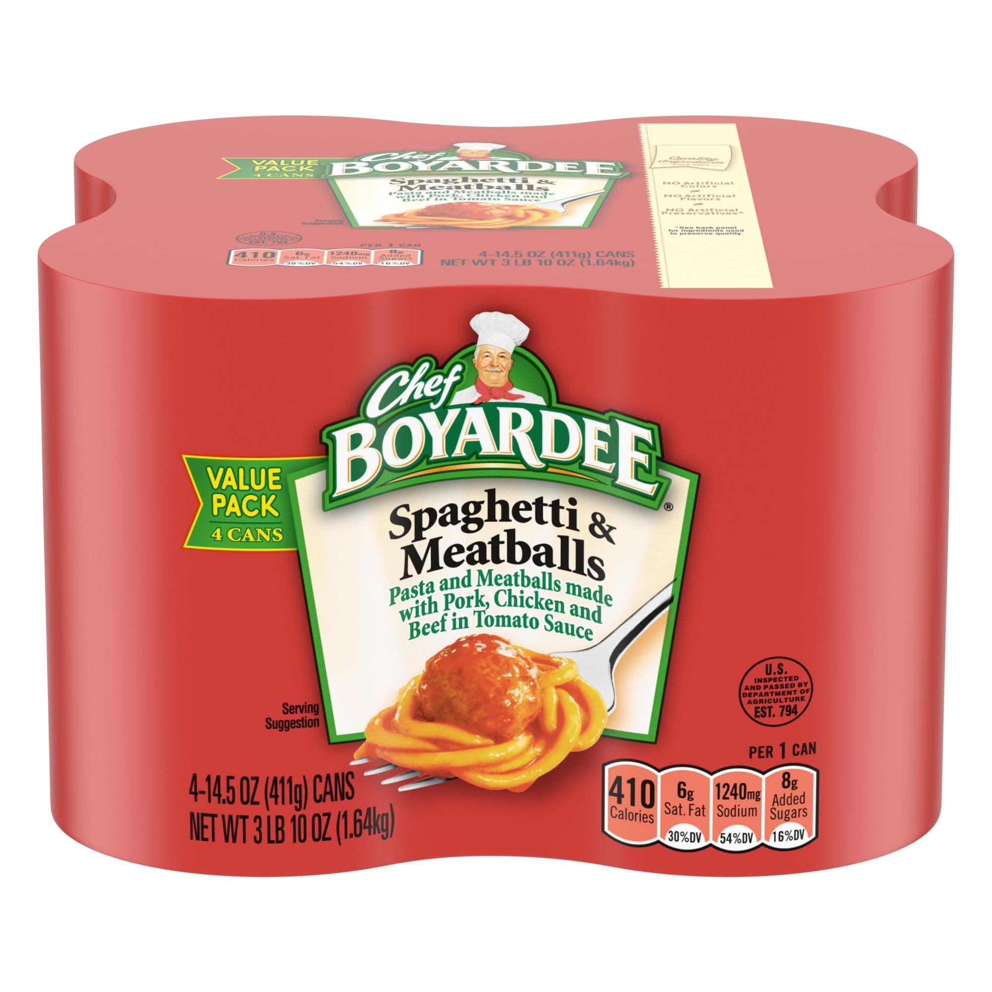 Chef Boyardee Spaghetti and Meatballs, 14.5 Oz Cans, Pack of 4 Spaghetti and Meatballs 14.5 Ounce (Pack of 4)