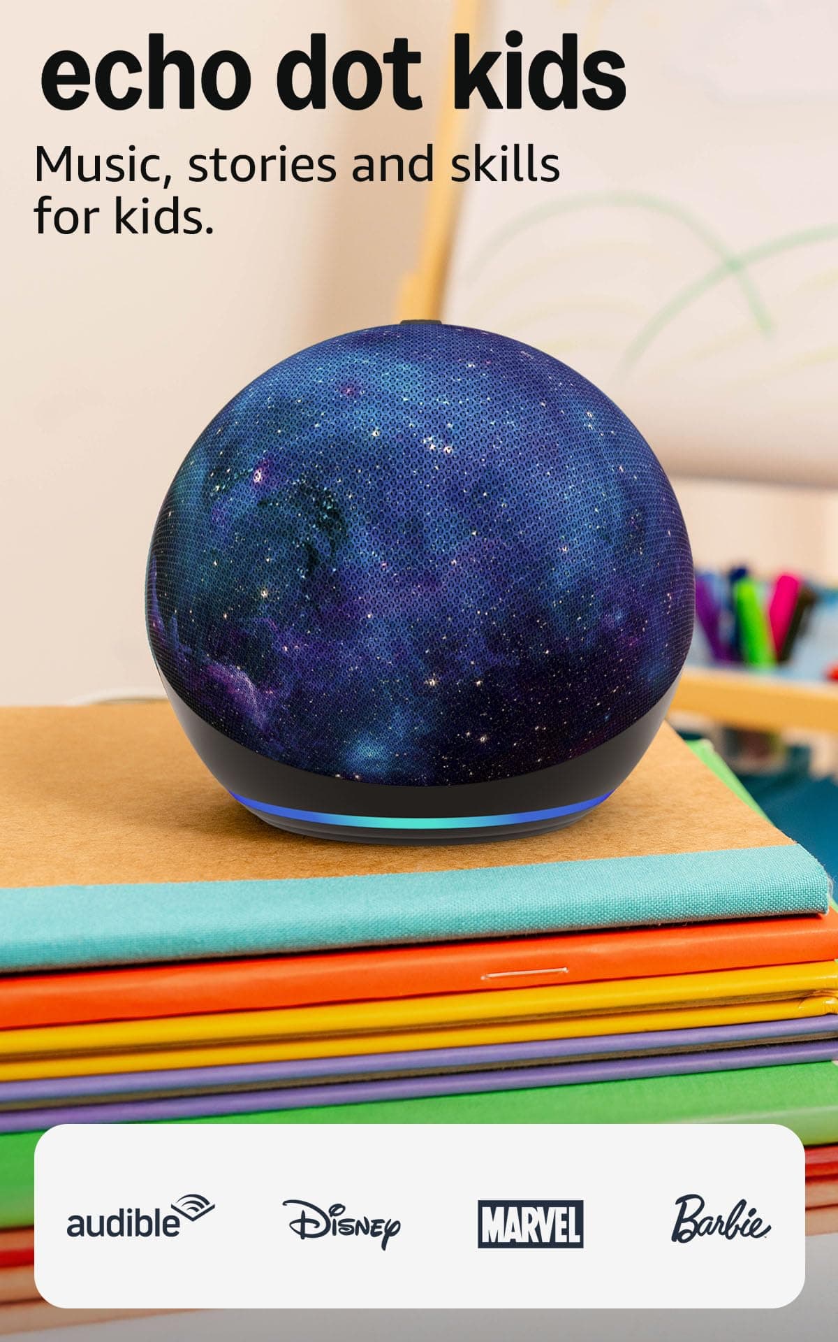 Amazon Echo Dot Kids (newest model) - Designed for kids, Designed for Alexa+, parental controls, Includes 1 Year of Amazon Kids+, Stardust Stardust Device only