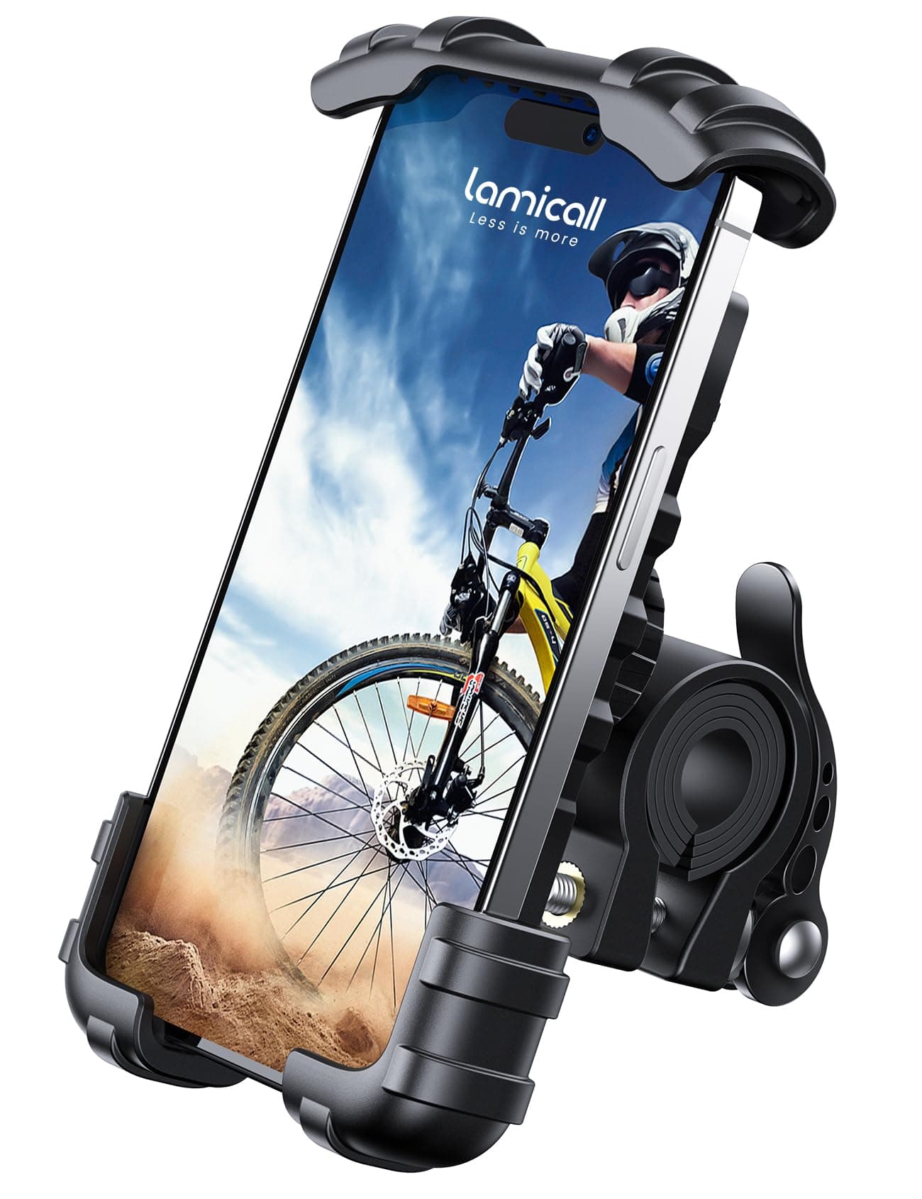 Lamicall Bike Phone Holder, Motorcycle Mount - Motorcycle Phone Holder, Handlebar Cell Phone Clamp, Scooter Phone Clip for iPhone Air 17 Pro Max, 16 15 Pro Max Plus, S20, More 4.7 to 6.8" Smartphones Black