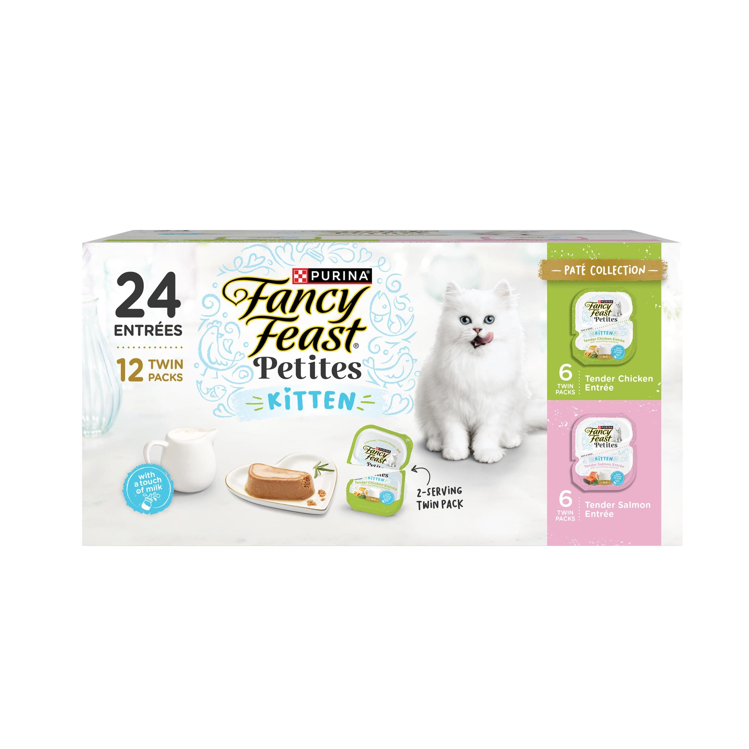 Fancy Feast Purina Petites Kitten Tender Pate Gourmet Wet Kitten Food Variety Pack - 12 ct. Tub