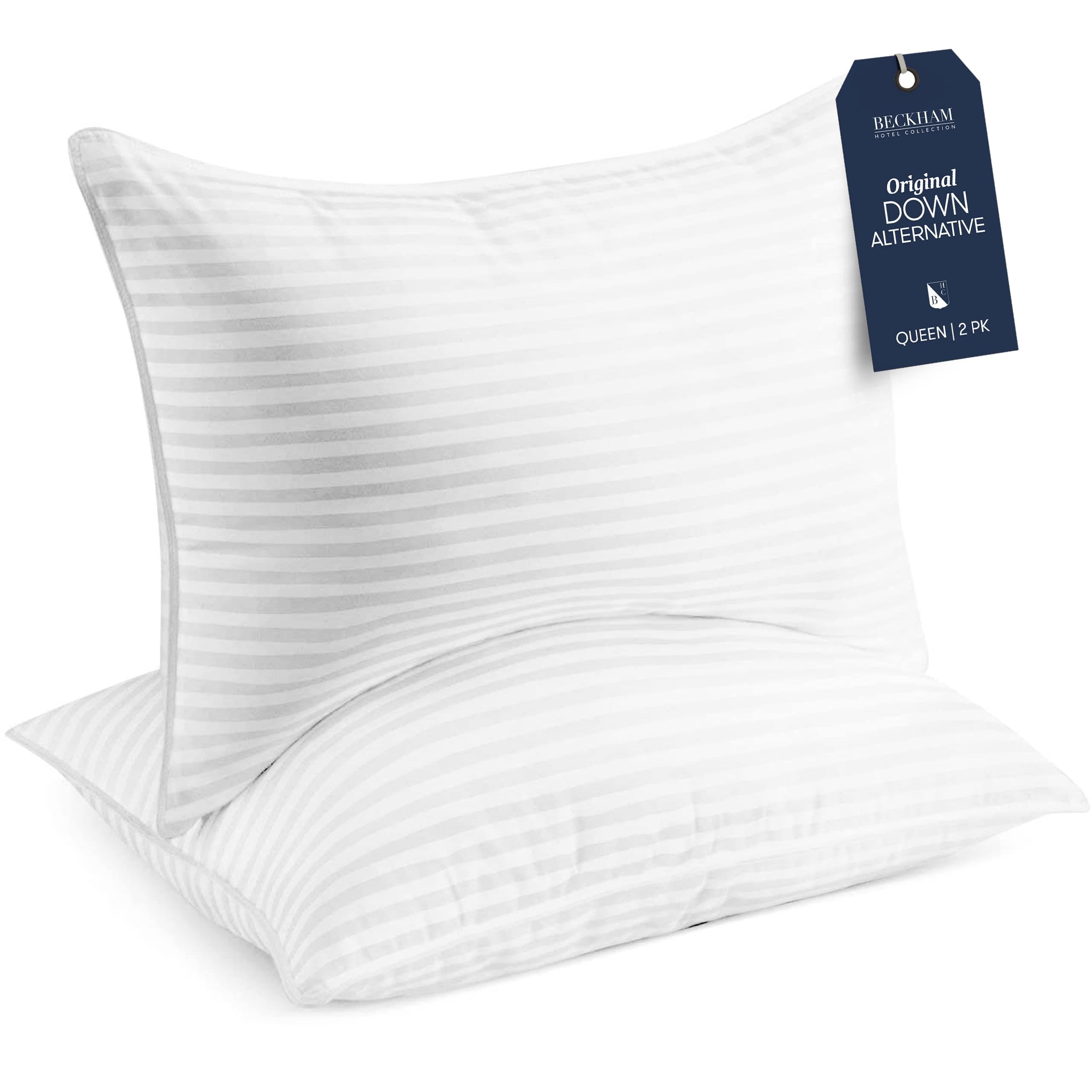 Beckham Hotel Collection Bed Pillows Standard/Queen Size Set of 2 - Original Soft Down Alternative Pillow for Sleeping - Soft Support for Back, Stomach or Side Sleepers Queen / Standard White