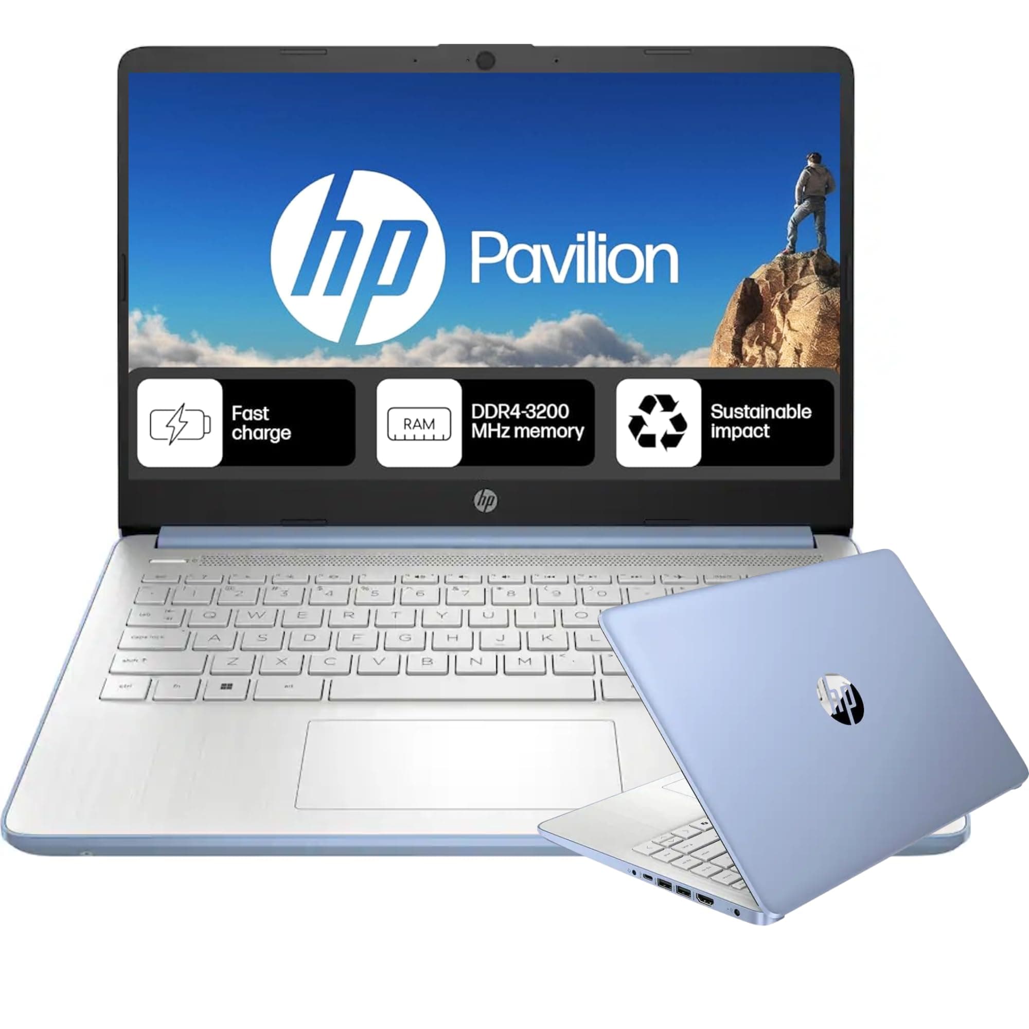 HP Everyday Laptop | Office 365 | Intel Quad-Core Processor | 11.5 HRs Battery | 1TB Cloud Storage with 128GB SSD, 8GB RAM | Copilot AI Windows 11 w/o Mouse