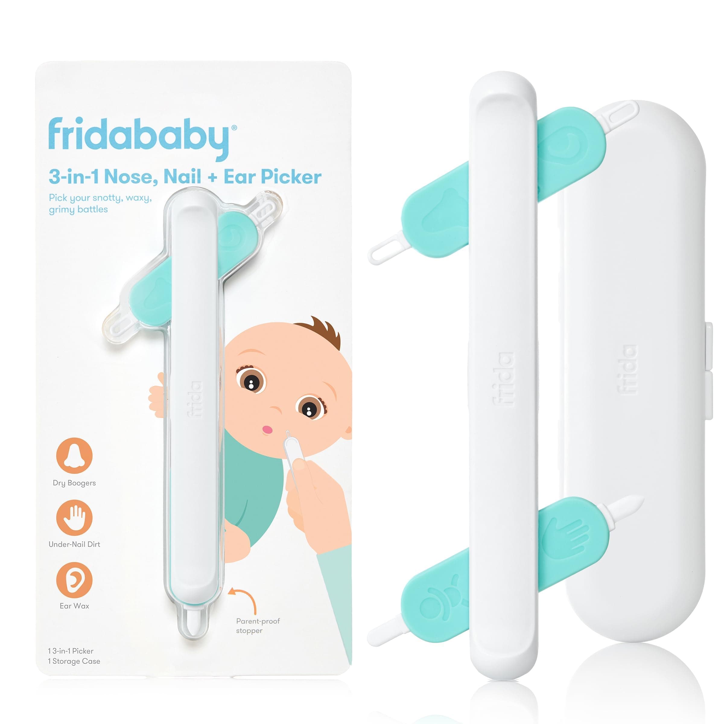 Frida Baby 3-in-1 Nose, Nail + Ear Picker by Frida Baby the Makers of NoseFrida the SnotSucker, Safely Clean Baby's Boogers, Ear Wax & More Nail Buffer