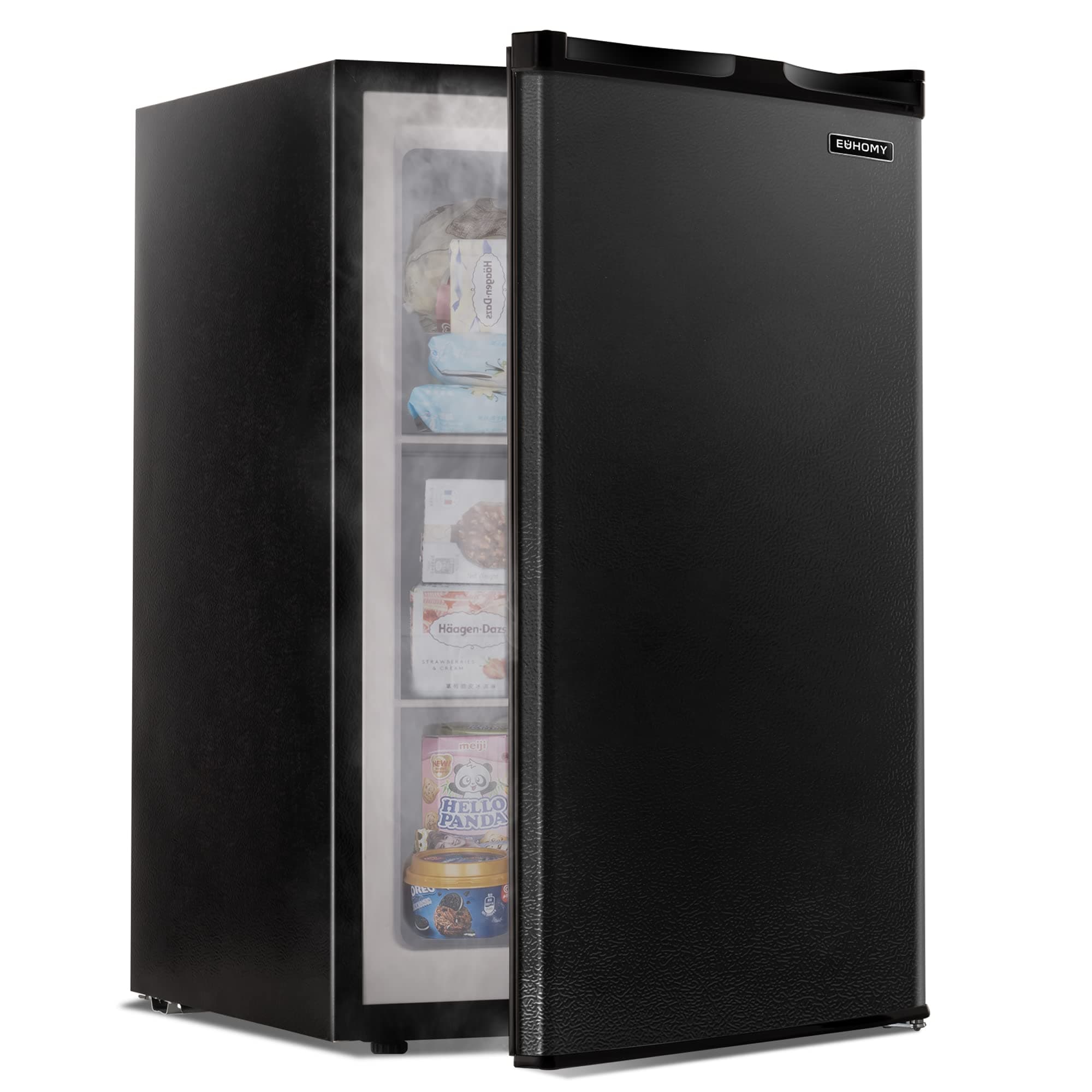 Euhomy Upright freezer, 3.0 Cubic Feet, Single Door Compact Mini Freezer with Reversible Door, Small freezer for Home/Dorms/Apartment/Office (Black) Black 3.0 CU.FT