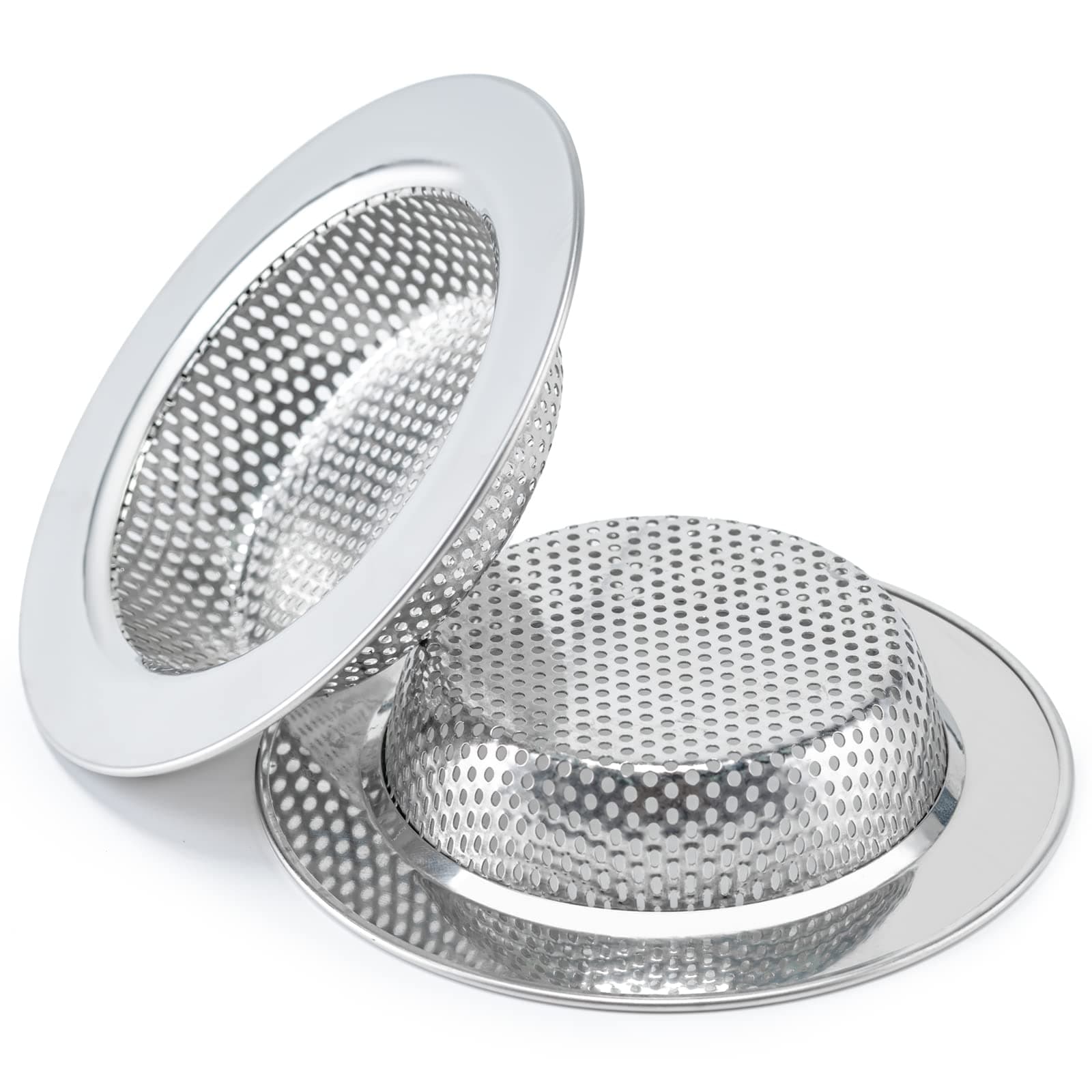 2 Pcs Sink Strainer for Most Kitchen Sink Drain Basket, Upgraded Double-Layer Safe Design Kitchen Sink Strainer (Outer Diameter 4.5 Inch) Silver(2 Pcs)