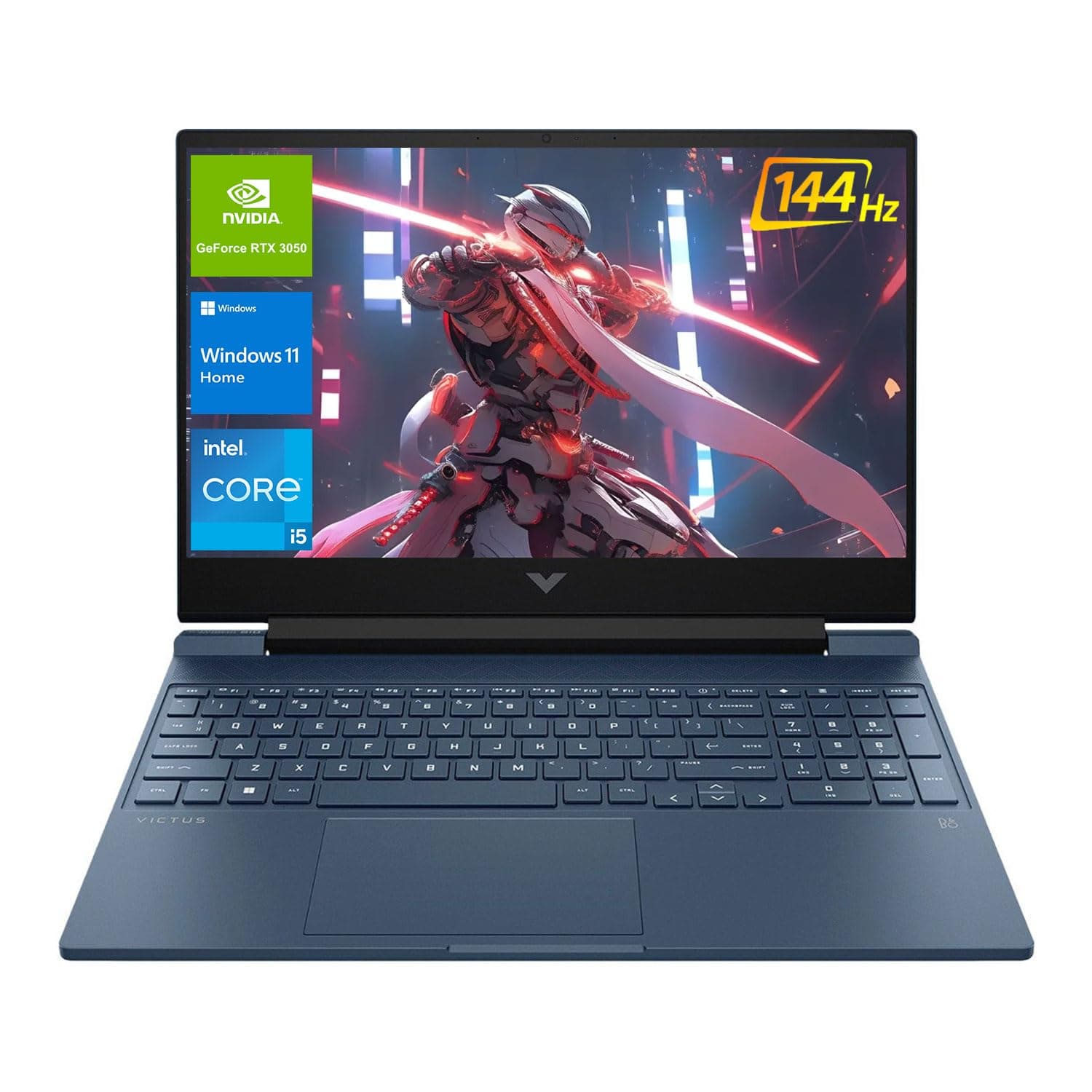 HP Victus 15.6 i5 Gaming Laptop, 15.6" FHD 1920*1080 144Hz, Intel Core i5-12450H, NVIDIA GeForce RTX 3050, 32GB RAM, 1TB SSD, Backlit KB, Touchpad, SD Card Reader, Webcam, HDMI, Wi-Fi 6, W11 H, Blue 32GB RAM | 1TB SSD