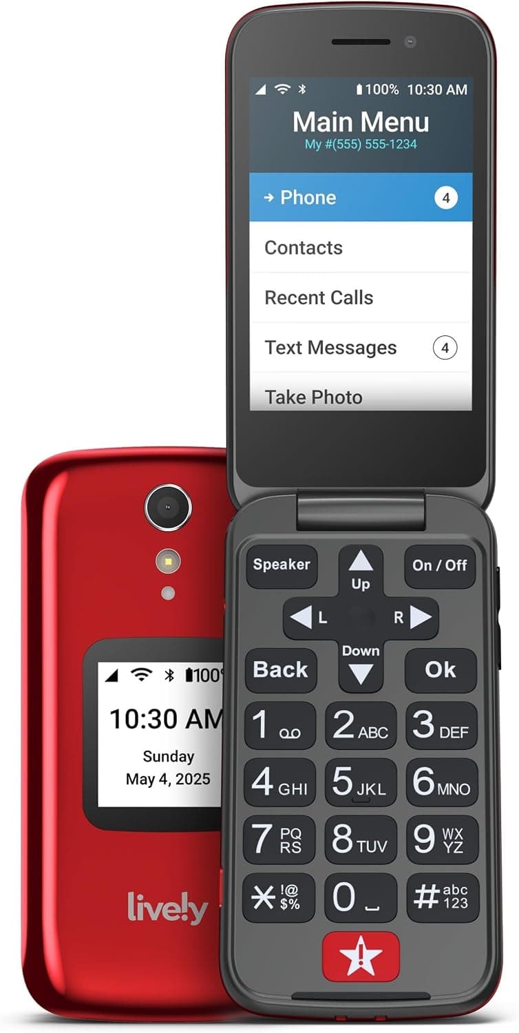 Amazon.com: LIVELY Jitterbug Flip Cell Phone for Seniors, Flip2, Red | Simple Flip Phone for Seniors with No SIM Needed, Requires an Activated Phone Plan, Not Compatible with Other Carriers : Cell Phones & Accessories