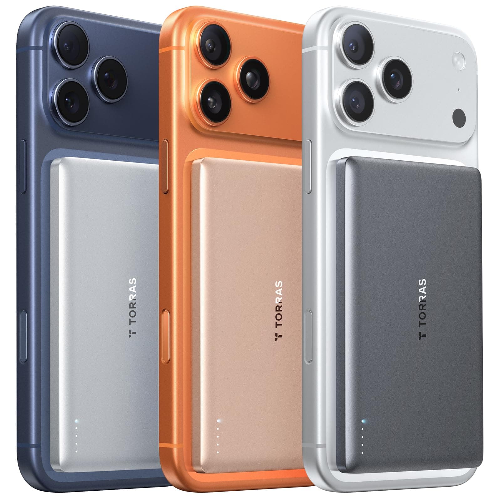 TORRAS MiniMag Power Bank, Ultra Slim 5,000mAh Wireless Portable Charger with USB-C Cable, Fast Charging iPhone Air Magnetic Battery Pack, Compatible for iPhone 17/16/15/14/13/12, Glacier Gray 5,000mAh Glacier Gray