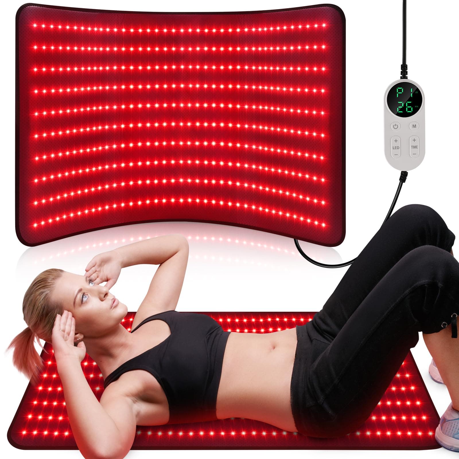 Red Light Therapy Mat for Body, 39’’ x 24’’Large Near Infrared Light Therapy with Timer, 660nm 850nm Home Red Light Therapy Blanket for Back Belly Shoulder Muscle Joint (with Storage Bag) Red Max
