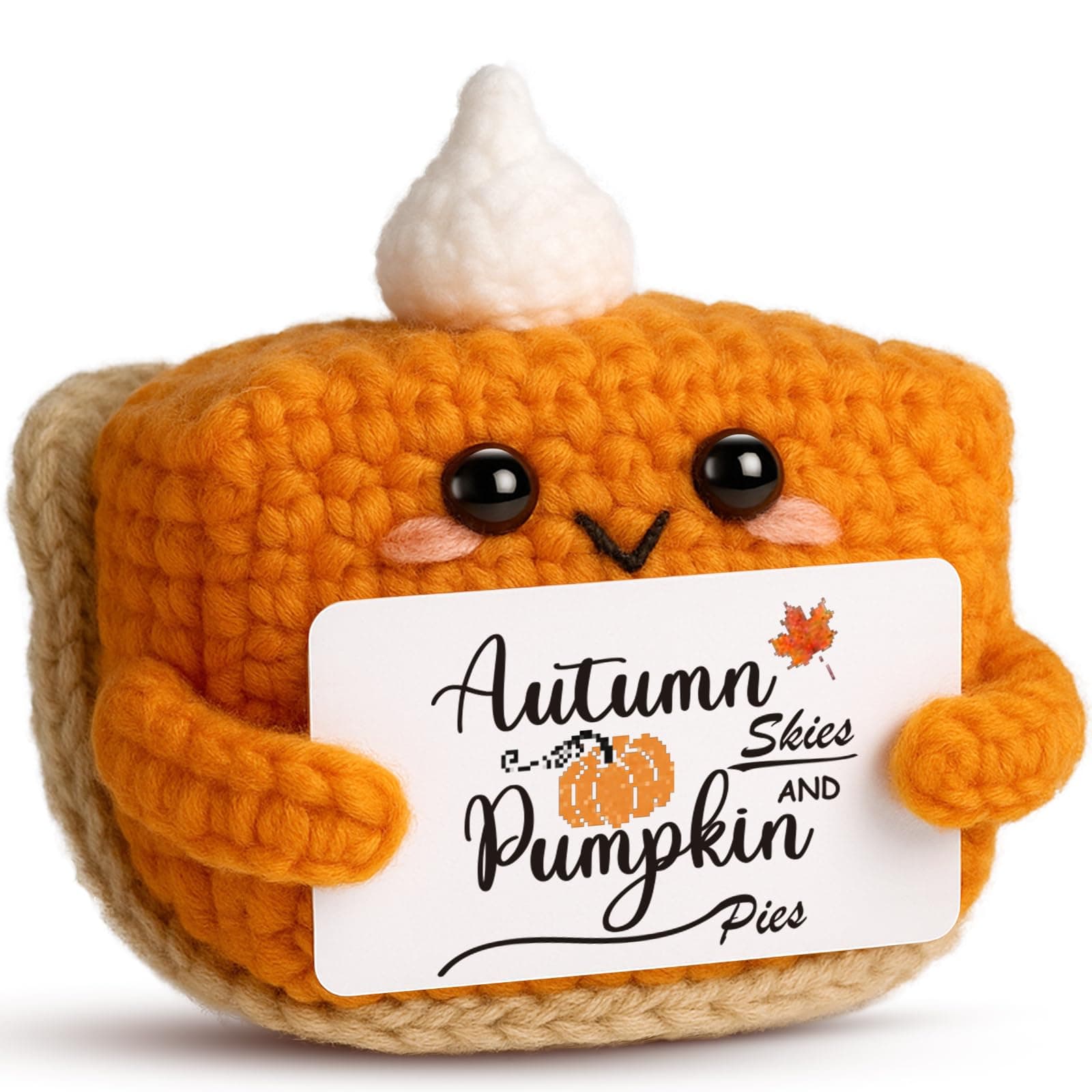Thanksgiving Fall Decor Mini Pumpkin Pie Crochet Doll, Small Autumn Season Holiday Pumpkin Items Plush Gift, Cute Halloween Home Office Indoor Table Decoration, Christmas Stocking Stuffer Ornament Autumn Skies
